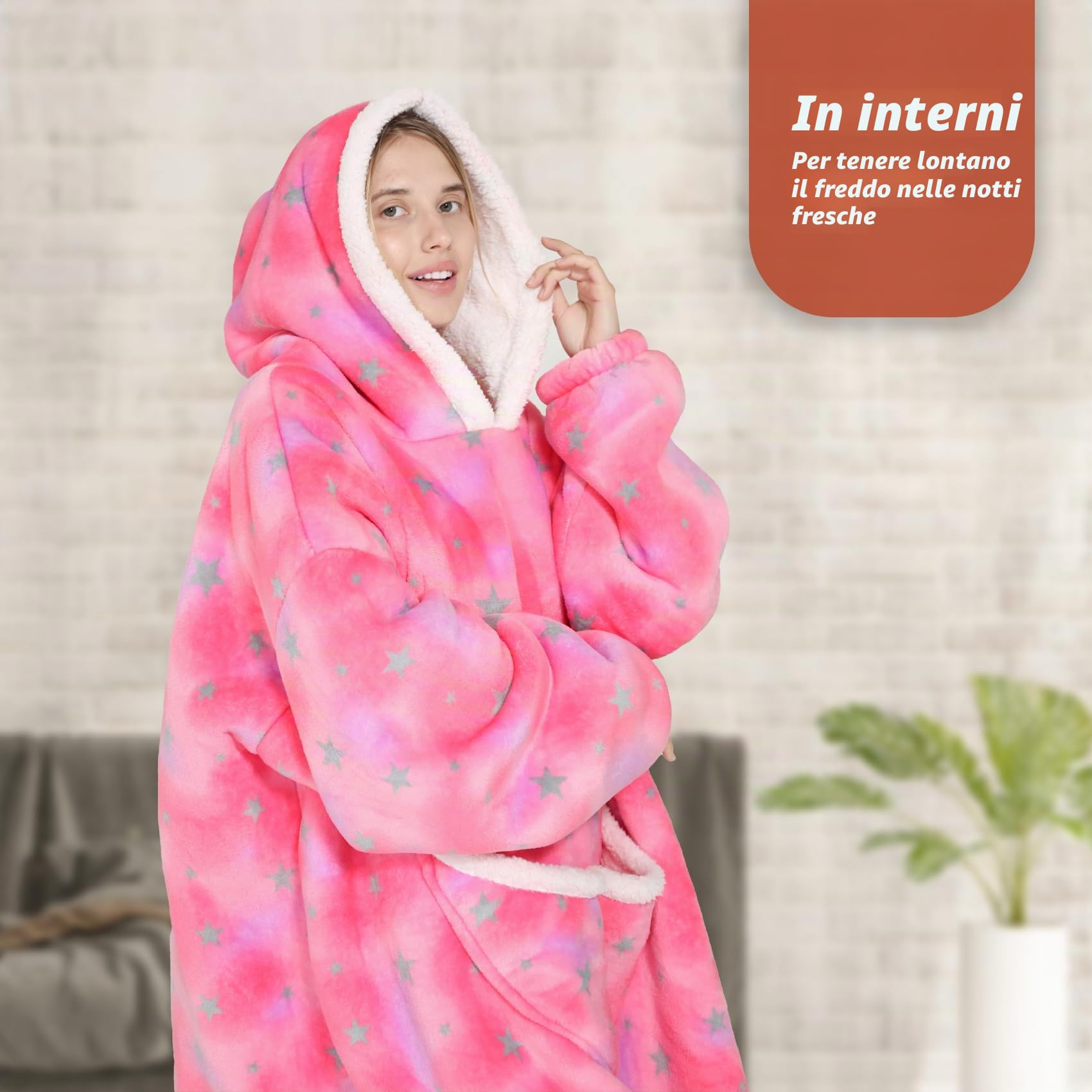 Coperta con Cappuccio Oversize - Coperta Indossabile in Pile Sherpa da Donna Adulta Coperta con Cappuccio Gigante Calda e Accogliente Felpa Soffice per Donna e Uomo