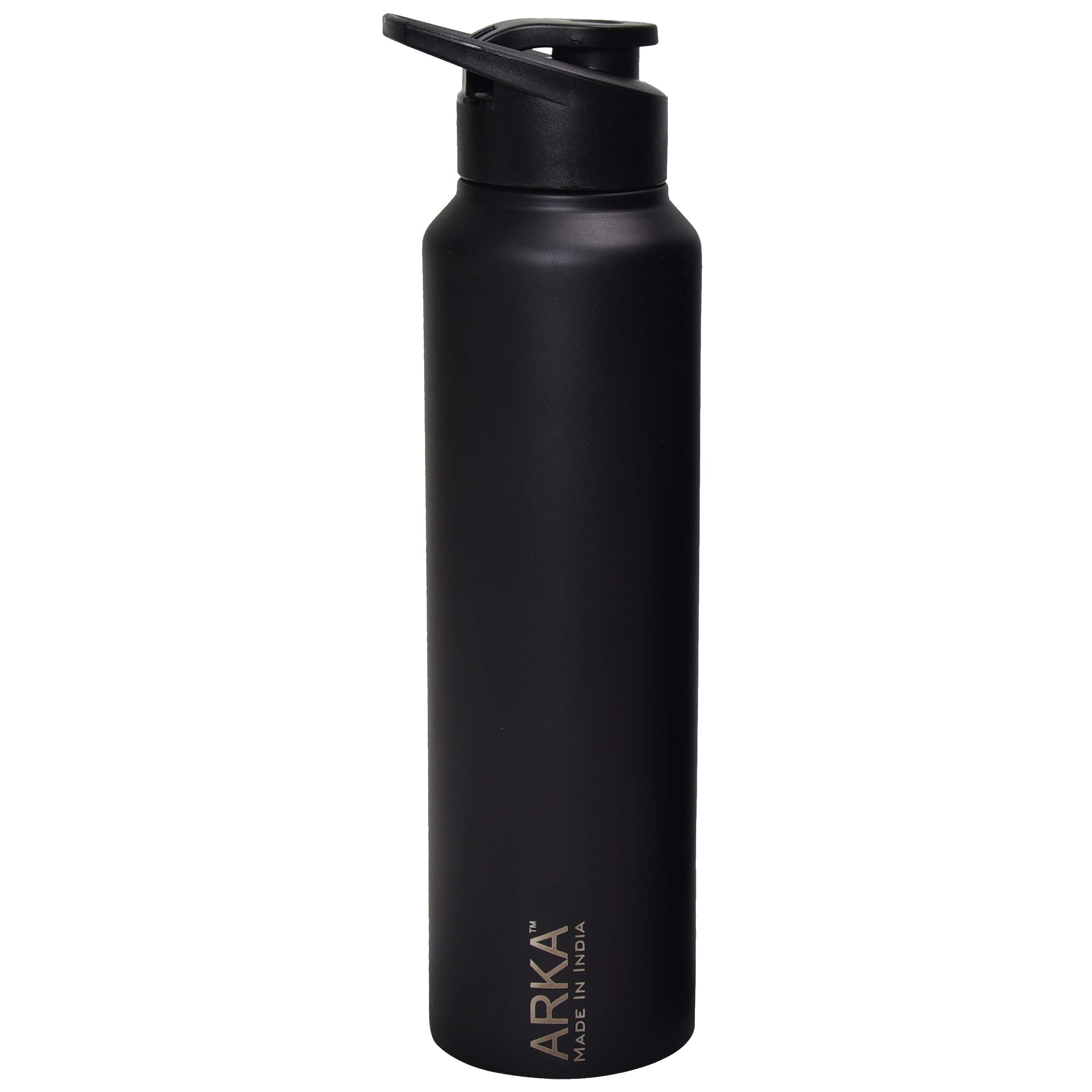 ARKA Stainless Steel Water Bottle Chromo, 2-Piece, 1 Liter Each, Matt Red and Black Ideal to Store All Kind of Beverages. 2