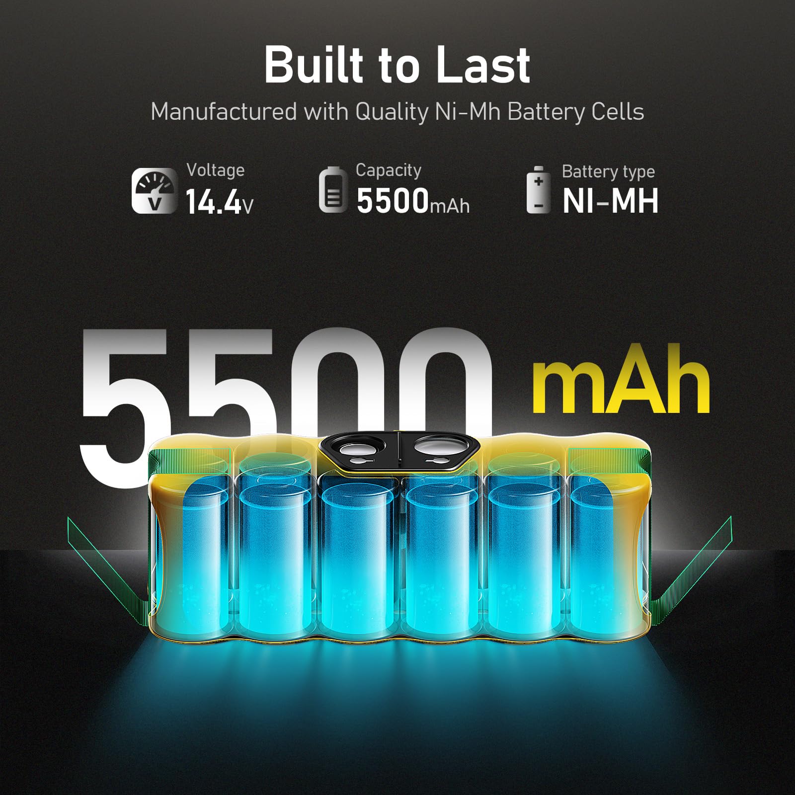 Batería de Repuesto 5500mAh Ni-MH para iRobot Roomba 500-800 Series con Cepillos
