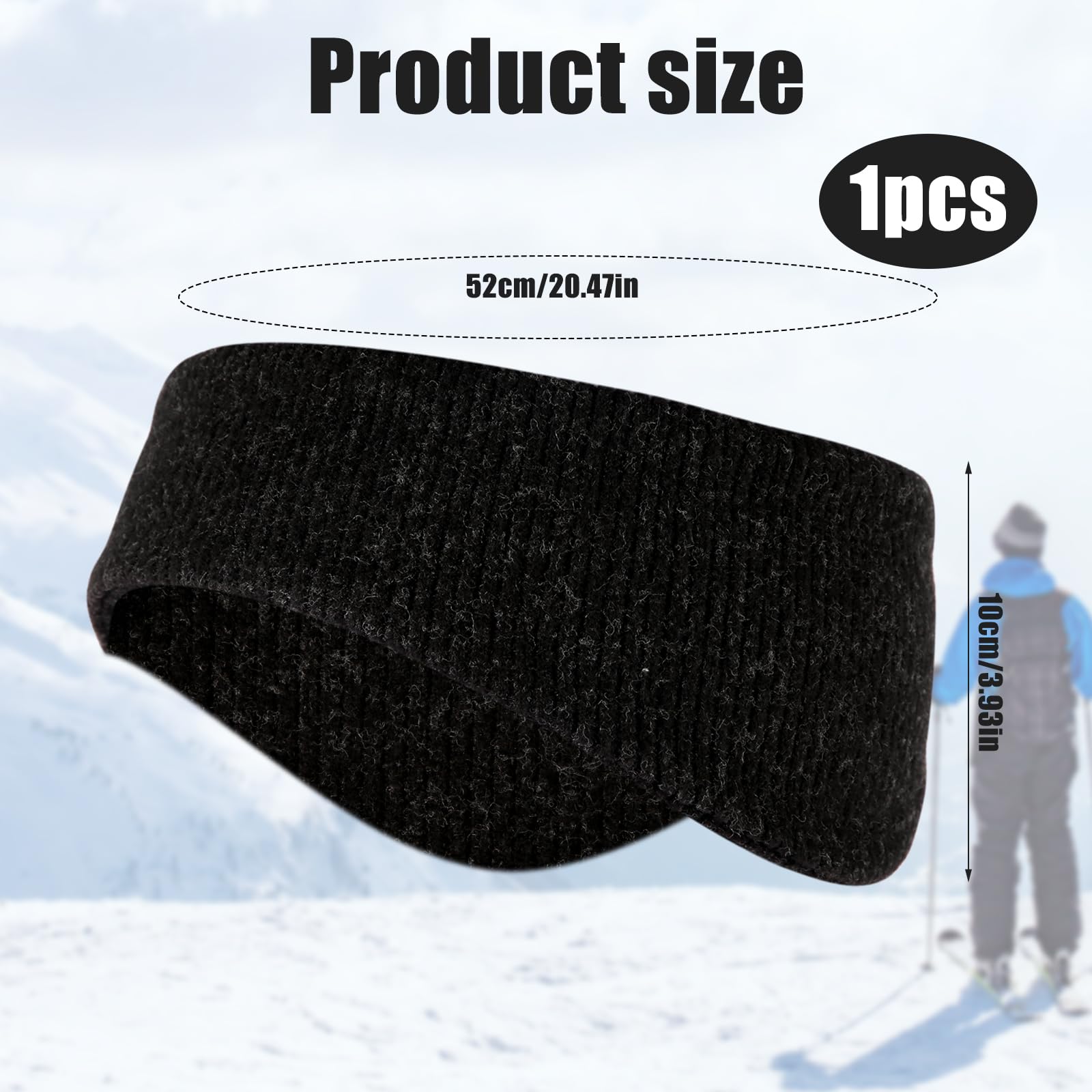 Winter Ear Warmers, Elastic Ear Covers Sweatband Running Ear Muffs Headband Soft Knit Winter Earmuffs Thermal Sport Headbands for Cold Weather Men Women (Black)