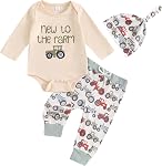 Western Baby Boy Clothes Farm Tractor Newborn Coming Home Summer Fall Outfit Sleeve Long Sleeve Romper Pants Hat Set