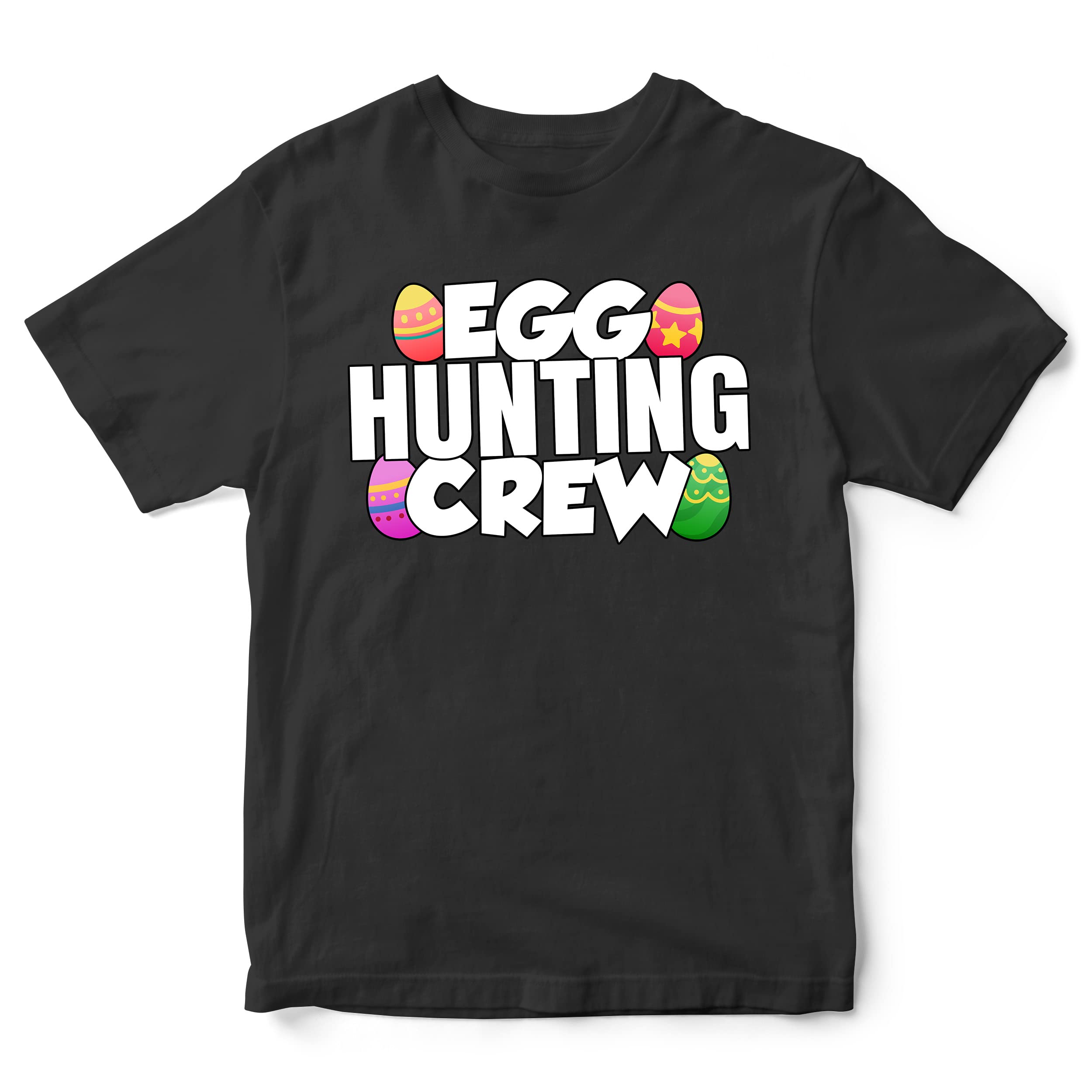 Purple Print House Easter Egg Hunt Matching Kids T Shirt, Egg Hunting Crew, Easter Gifts for Boys and Girls, Easy Easter Outfit, 3-4 Years, Black