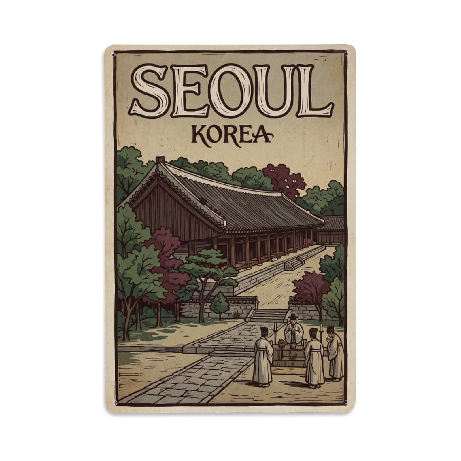 Metal Tin Sign Vintage Travel Seoul Korea Jongmyo