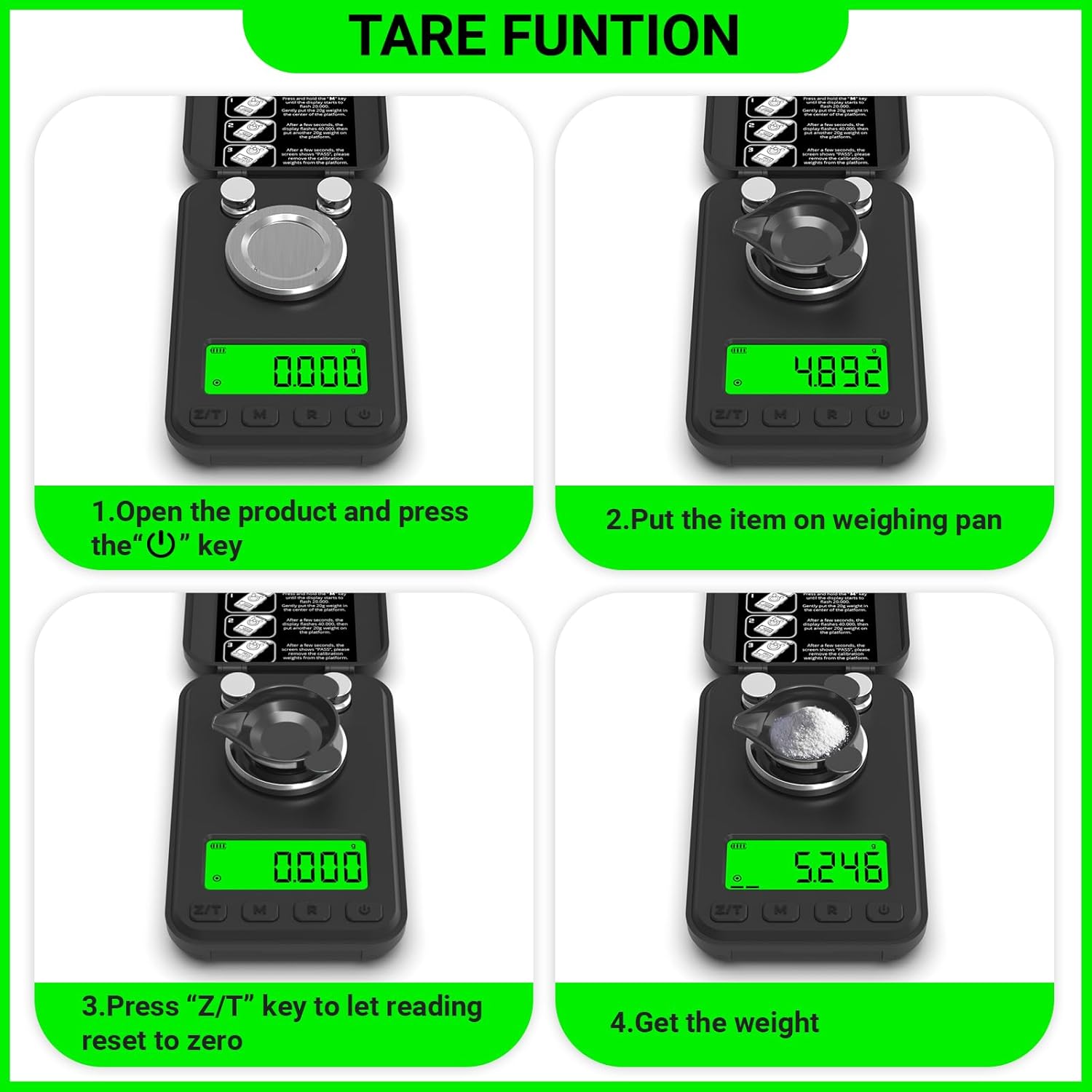 MAXUS Reloading Scale 50g/0.001g with Powder Trickler, Powder Scale with 3 Backlight Colors, Milligram Scale with Repeat Mode