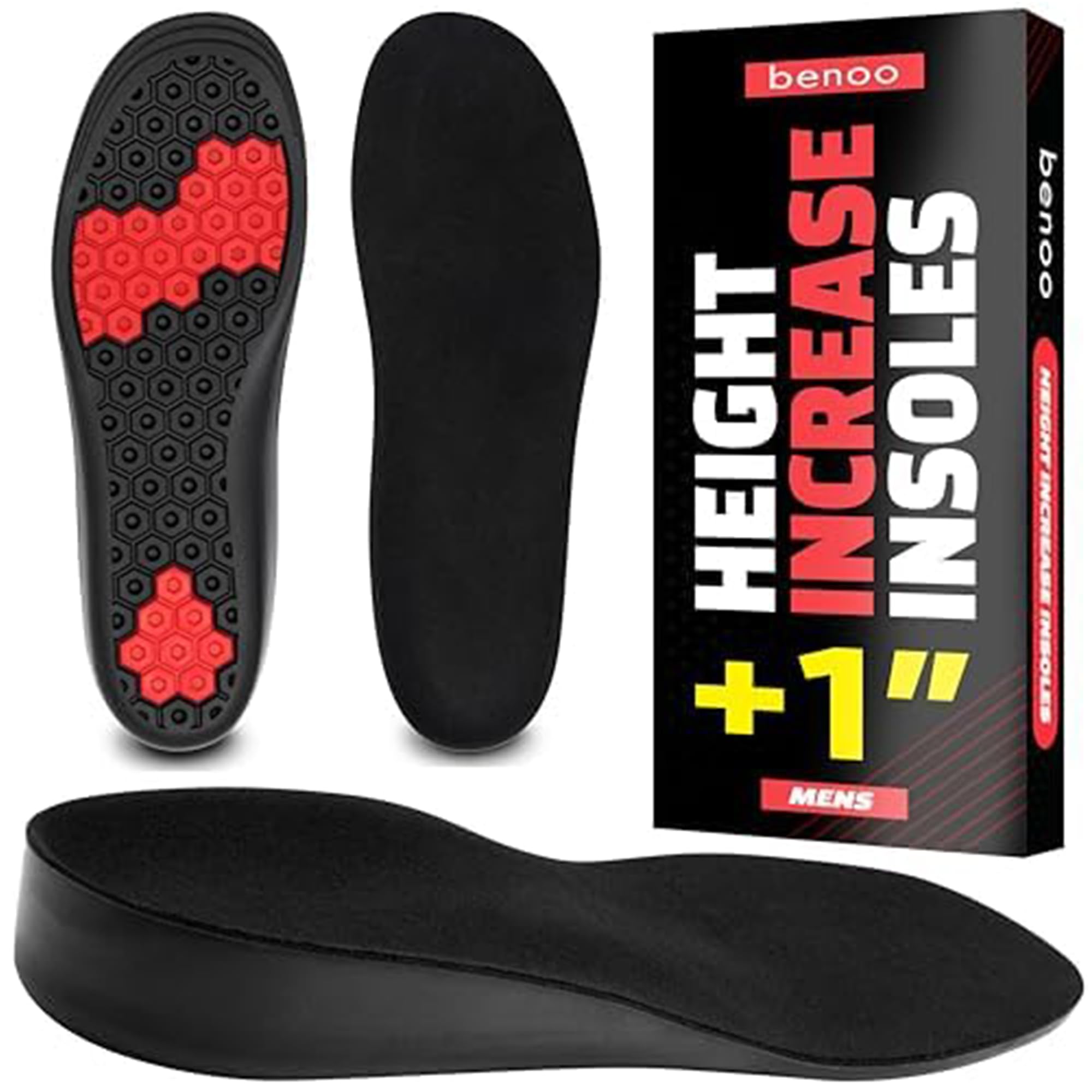 Height Increase Insoles for Men (+1 inch) Shoe Lifts, Instant Height Boosters Insoles for Men, Trim to Fit Shoe Lift, Comfortable Shoe Leveler, Shoe Inserts for Height (Mens 7.5-8.5)
