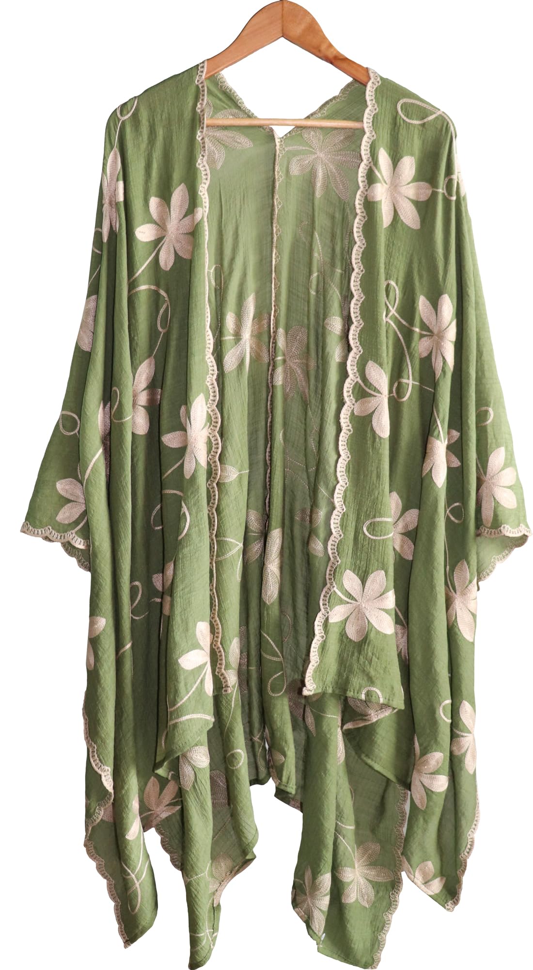 Coton Brodé Floral Kimono Plage Femme Loose Caftan Boho Beach Bikini Cover Up Long Shawl pour Femme