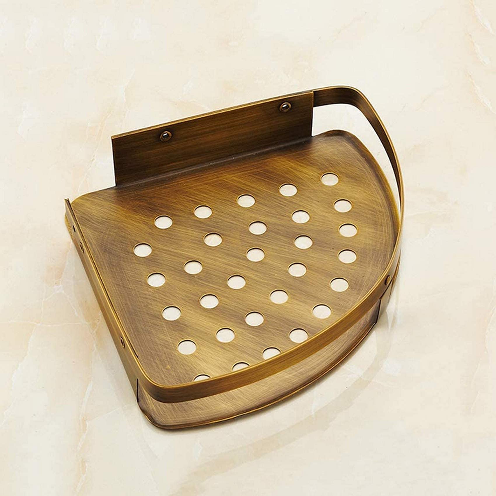 Antique European Bathroom Corner Shelf Brass Drawing Combo Organiser Holder Toilet Storage Basket Gold Bath Rack Wall Mounted