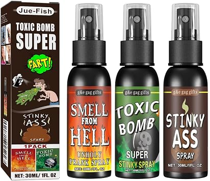 30ml Fart Spray, Extra Strong Prankster Stuff Stink Prank Stuff Hilarious Gag Gifts Smells Like Poop Multi-Flavor 3Pcs One Size