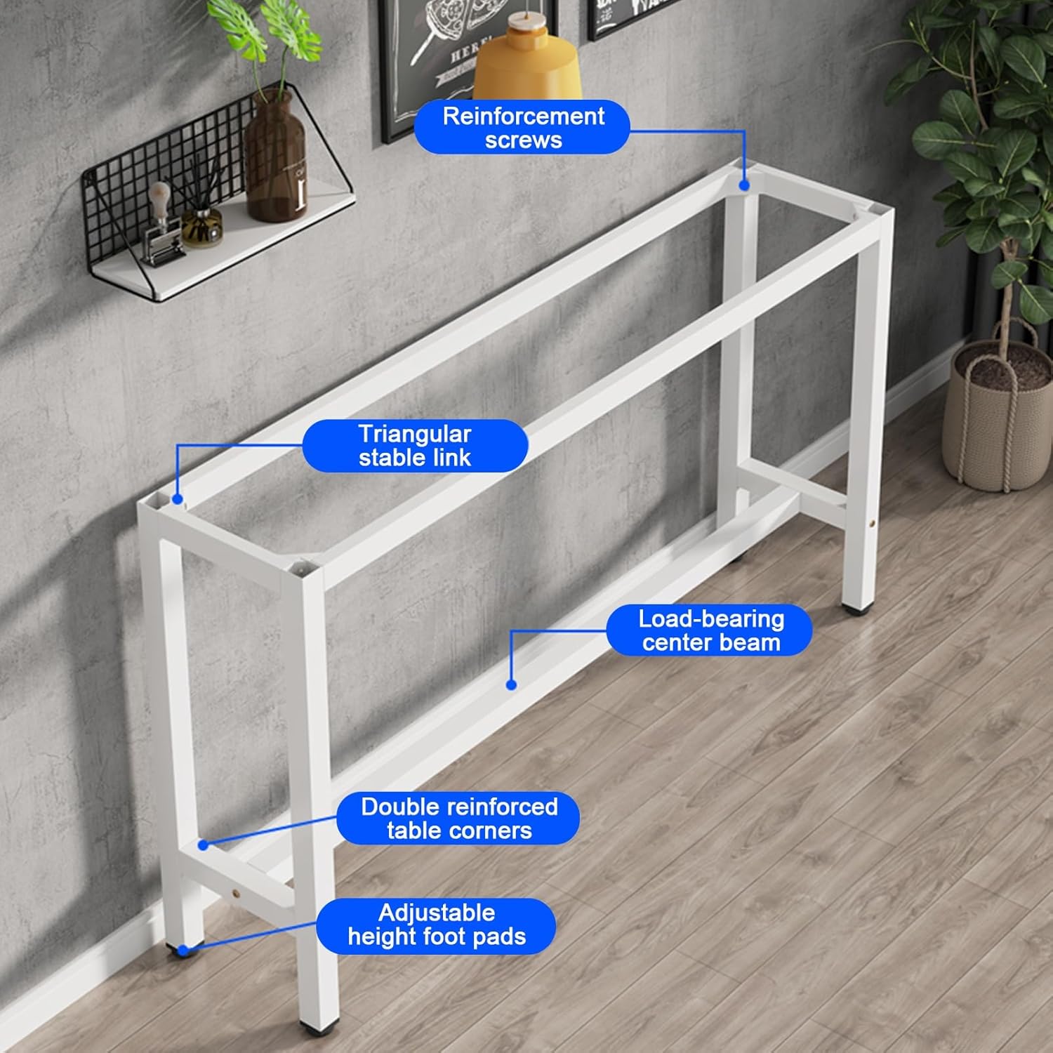 YVYKFZD Narrow Bar Table, Industrial Bar Height Table, Rectangle Dining Table with Metal Frame, Farmhouse Breakfast Table Bistro Table, Table Only(White Stone+Black,H 100cm/39.3")
