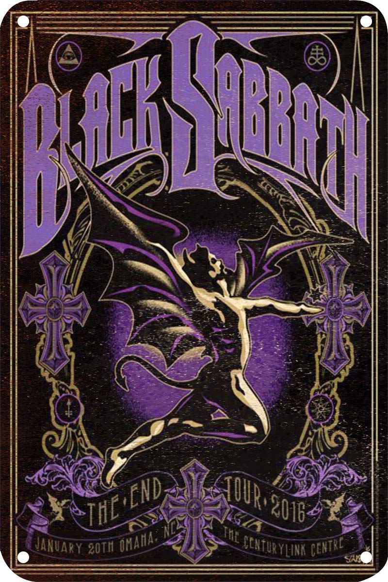 Rose Flight Black Sabbath Iron Painting Vintage Plaque Wall Tin Sign Retro Creativity Metal Sheet Decoration Poster For Cafe Beer Bar Living Room Bedroom Home
