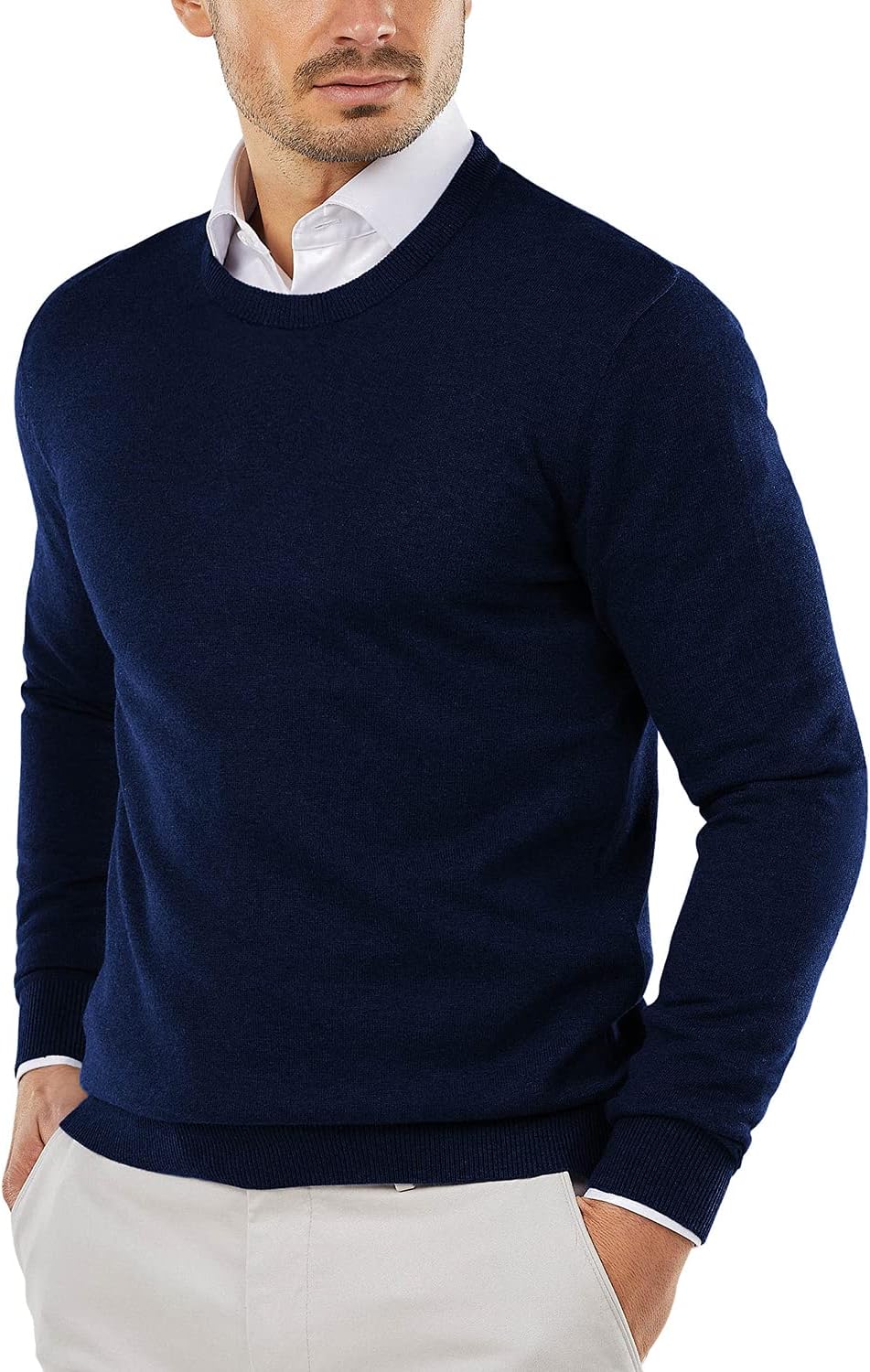 COOFANDY Men's Crew Neck Sweater Slim Fit...