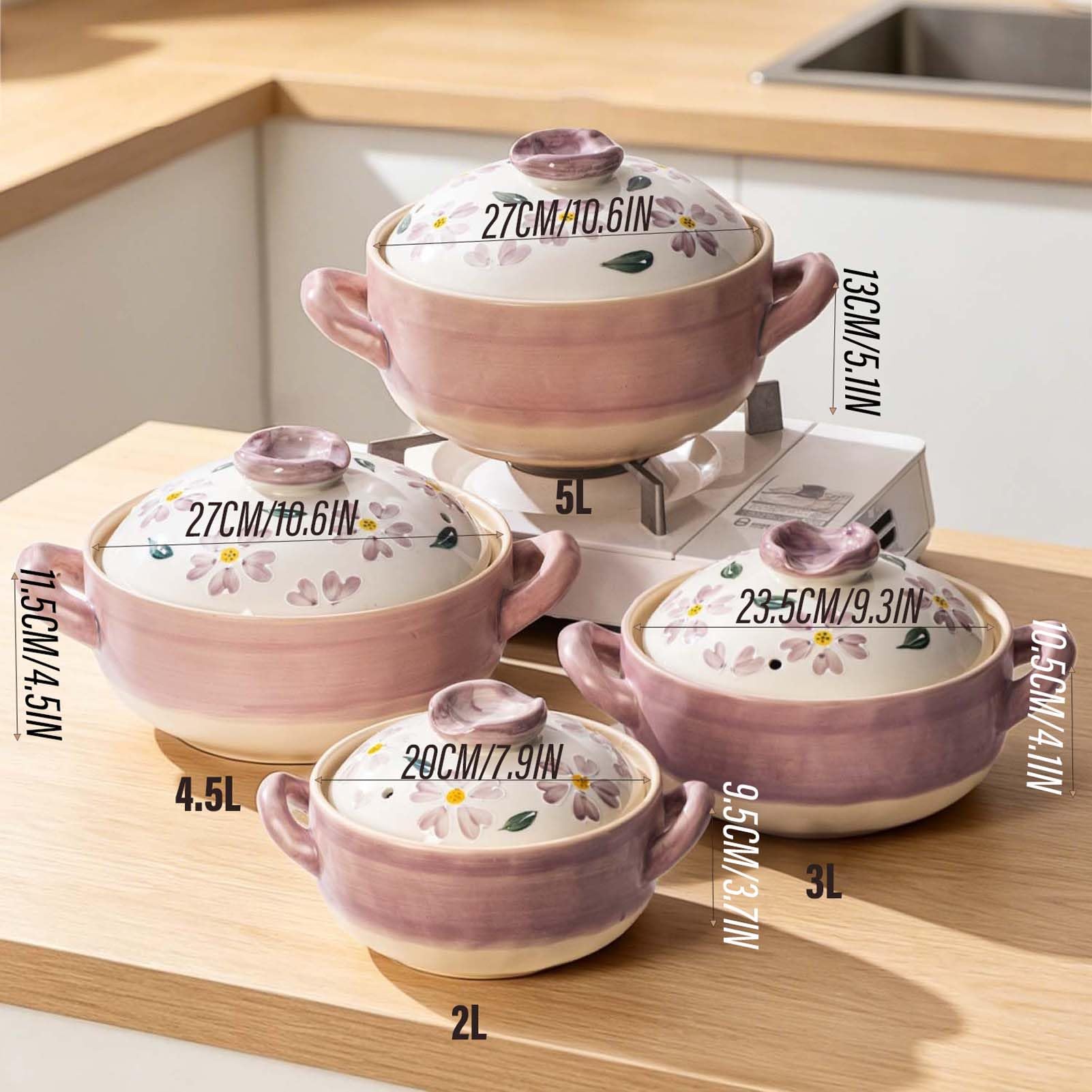 Naczynie żaroodporne z pokrywką, ceramiczny garnek do gotowania, gliniany garnek do gulaszu, garnek do zupy, garnek do gotowania ryżu, garnek żeliwny, garnek do duszenia w kuchni