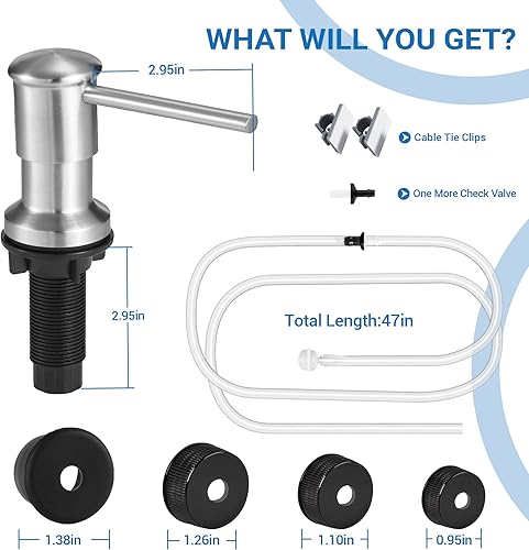 Vista 16 de Yofidra Kit de extensión del dispensador de jabón para fregadero: Dispensador de jabón para platos debajo del fregadero con manguera de tubo de 47