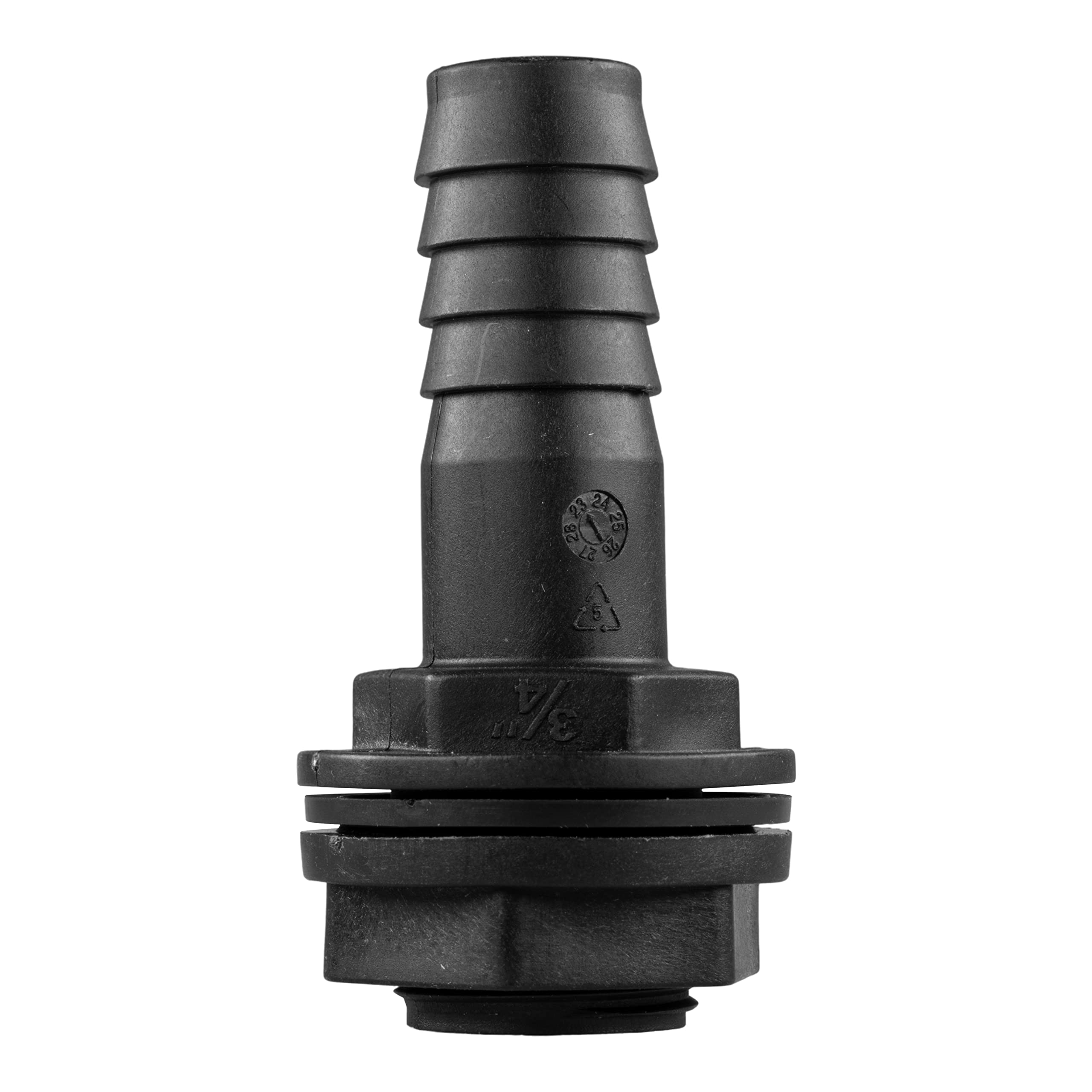 Eotrader Black Garden Water Tank Overflow Vent, Barbed Linking Pipe Connector With Nut & Washer, Fits 3/4” Bsp Thread & Hose, Rain Capture Tank Ibc Water Extraction Duct