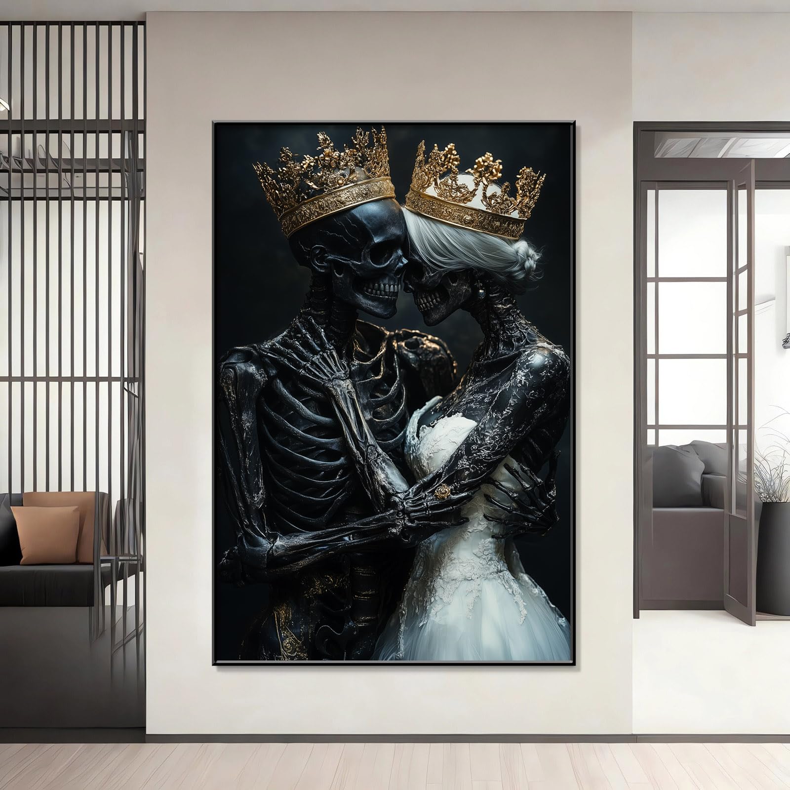 Amazon.com: Skeleton Couple Canvas Art - Gothic Romantic Wall