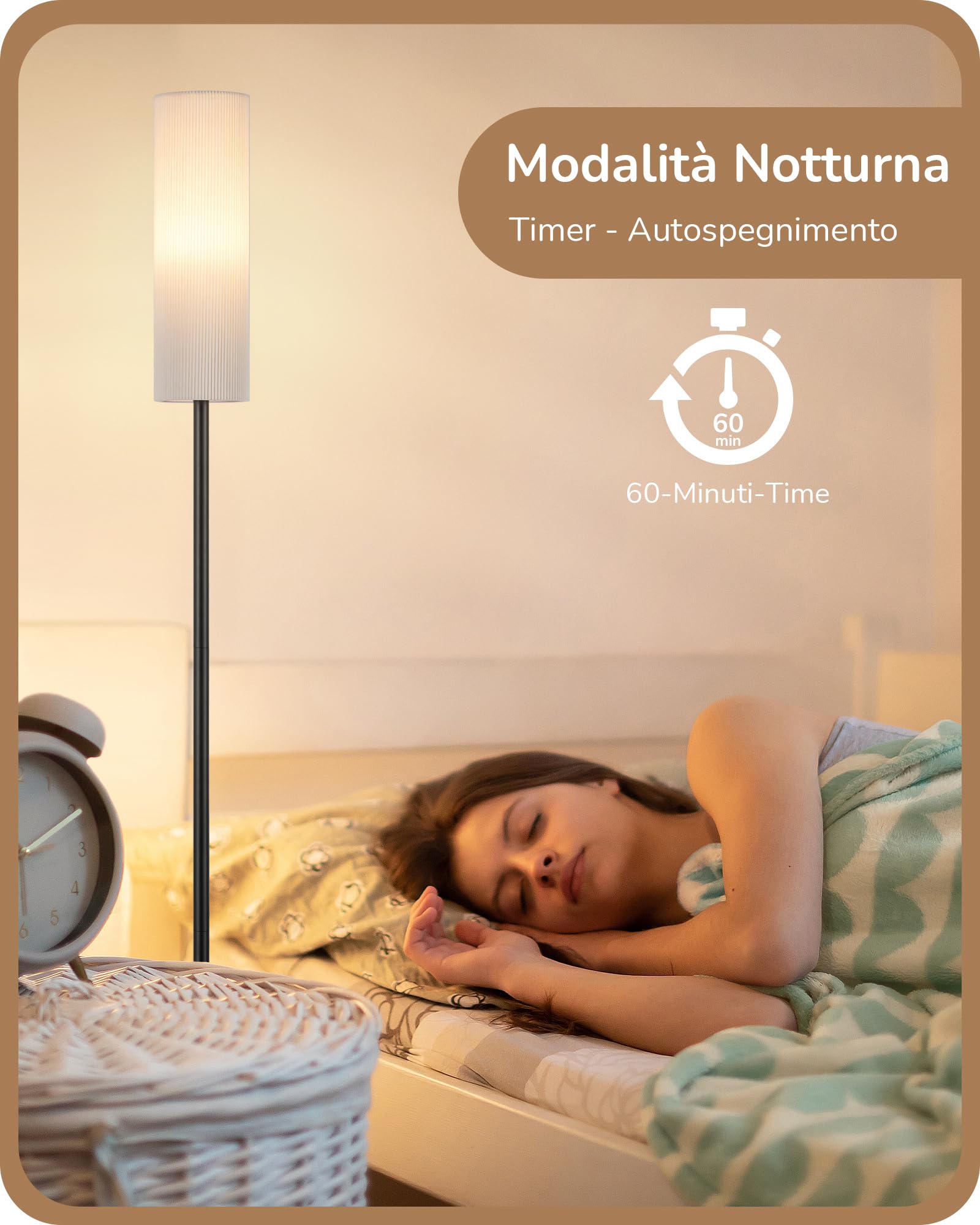 Lampada Da Terra EDISHINE Con Telecomando - Regolazione Luminosità E Colore, Paralume Lino, 165cm - Foto 5