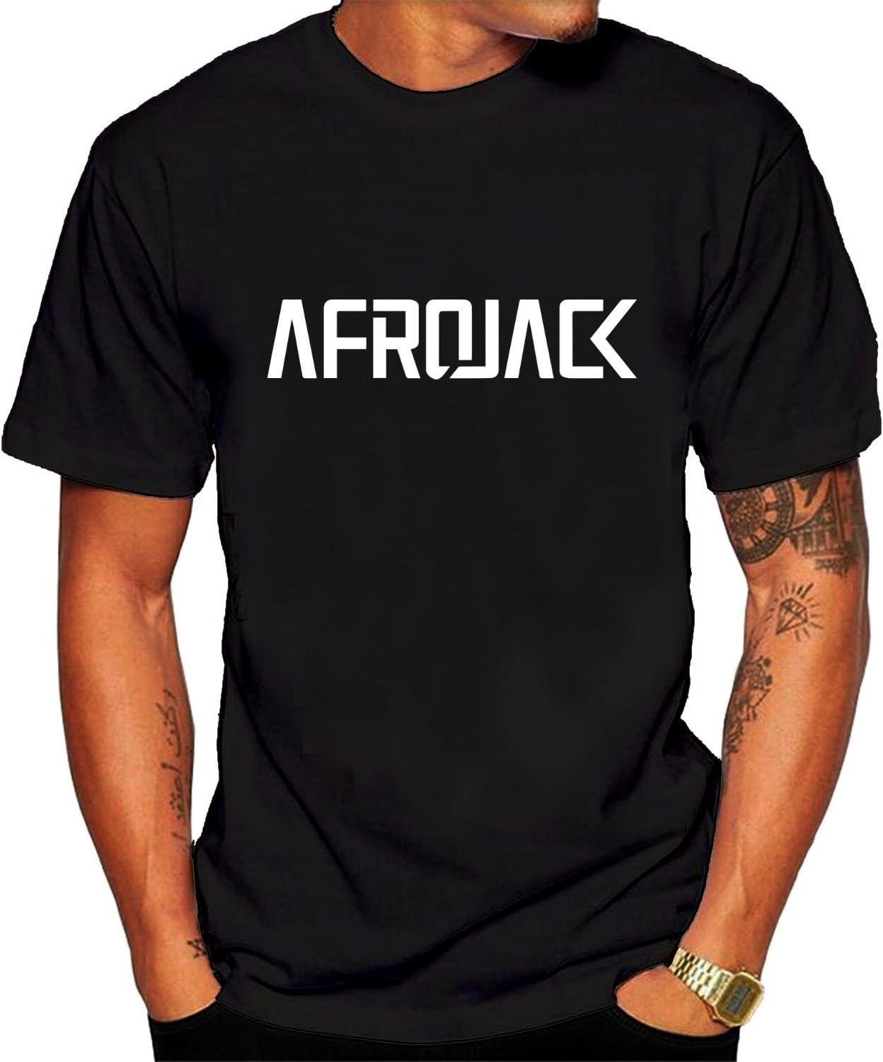 Custom Afrojack Logo Men's o Neck t Shirt Black