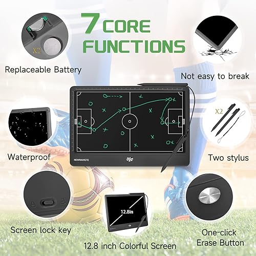 Miniatura 9 de Newnaivete Tablero electrónico de entrenador de fútbol  Tabla de entrenamiento táctica de fútbol LCD con lápiz capacitivo para entrenador de fútbol,