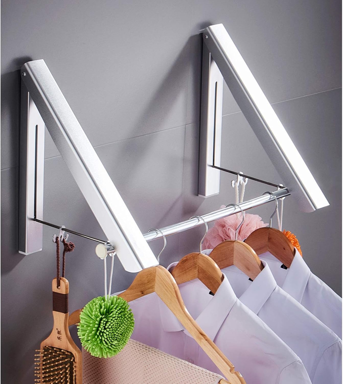 Clothes Drying Rack Indoor/Outdoor Wall Mounted Folding Aluminum Folding Clothes Hanger Hanging On Bathroom Bedroom Balcony and Laundry (Size : 120x30x32.5cm)