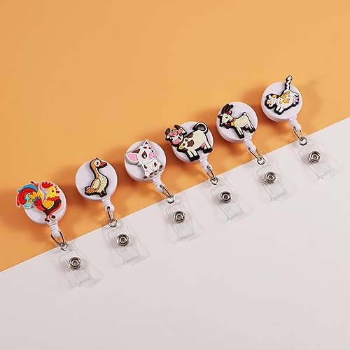 Miniatura 2 de 6 piezas lindo carrete retráctil para tarjetas de identificación con clip para enfermera, enfermería, estudiante, médico, asistente médico,