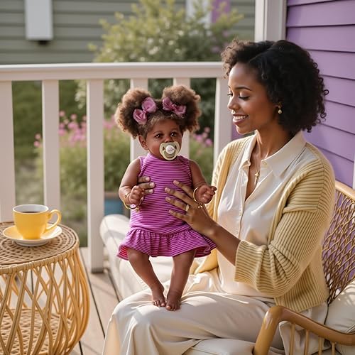 Miniatura 3 de JIZHI Muñecas de bebé Reborn negras  22 pulgadas, cuerpo suave realista, muñecas de bebé recién nacidas, ojos gris topo, tono de piel caramelo,