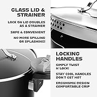 Vista 3 de GOTHAM STEEL 5 Qt Ceramic Stock Pot Multipurpose Pasta Pot with Strainer Lid & Twist and Lock Handles, Perfect for Soup, Spaghetti, Rice, Dishwasher