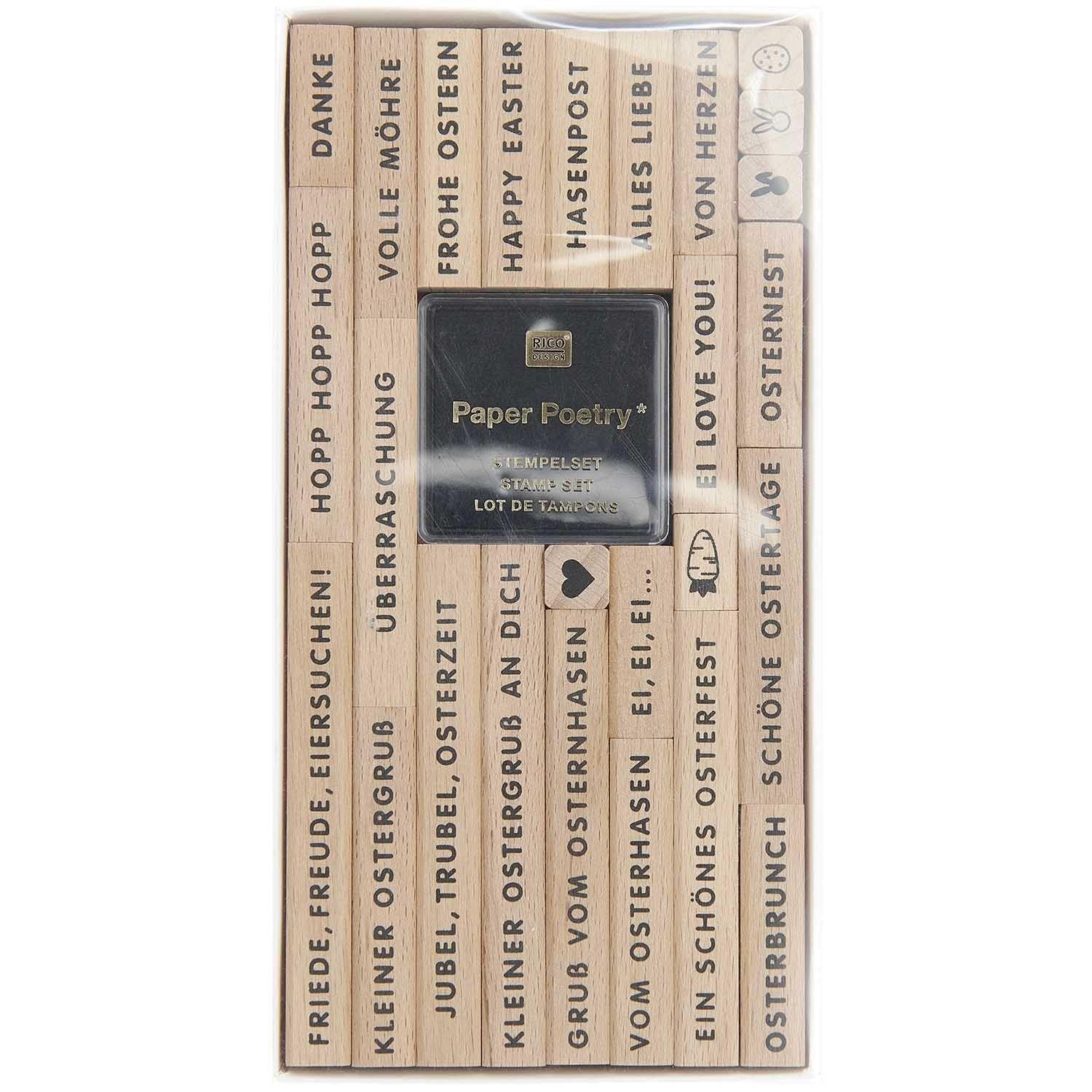 Tampon à motif Rico Design en bois pour emballages de cadeaux de Pâques