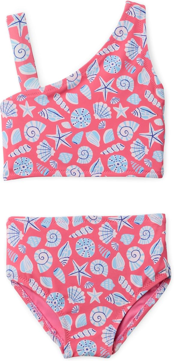Girls' One Shoulder Two-Piece Bikini Swim Set, Slim Fit