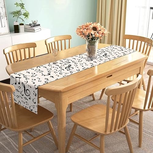 Miniatura 5 de Nepnuser Camino de mesa de lino con notas musicales para eventos musicales, fiestas de cumpleaños, bodas, decoración de casa rural, comedor, cocina,