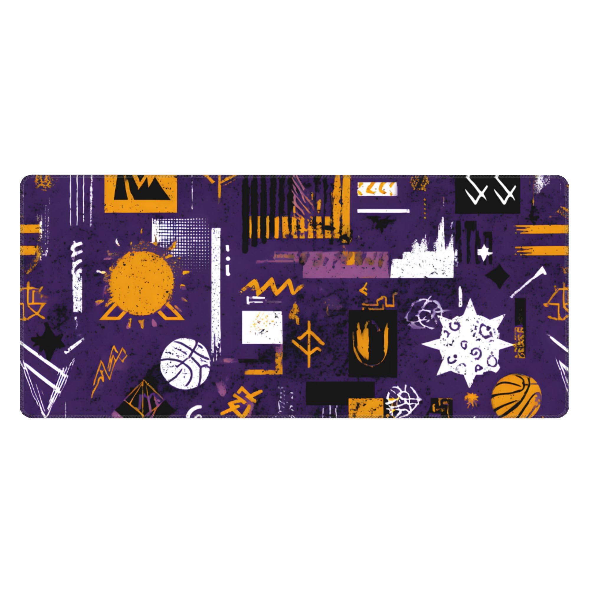 Sports Purple Graffiti Extended Gaming Mouse Pad, with Stitched Edges Large Mouse Pad Desk Protector, Rubber Base Mousepad Keyboard Mouses Mat for Work Game Office Home- 32" X 12" Inch