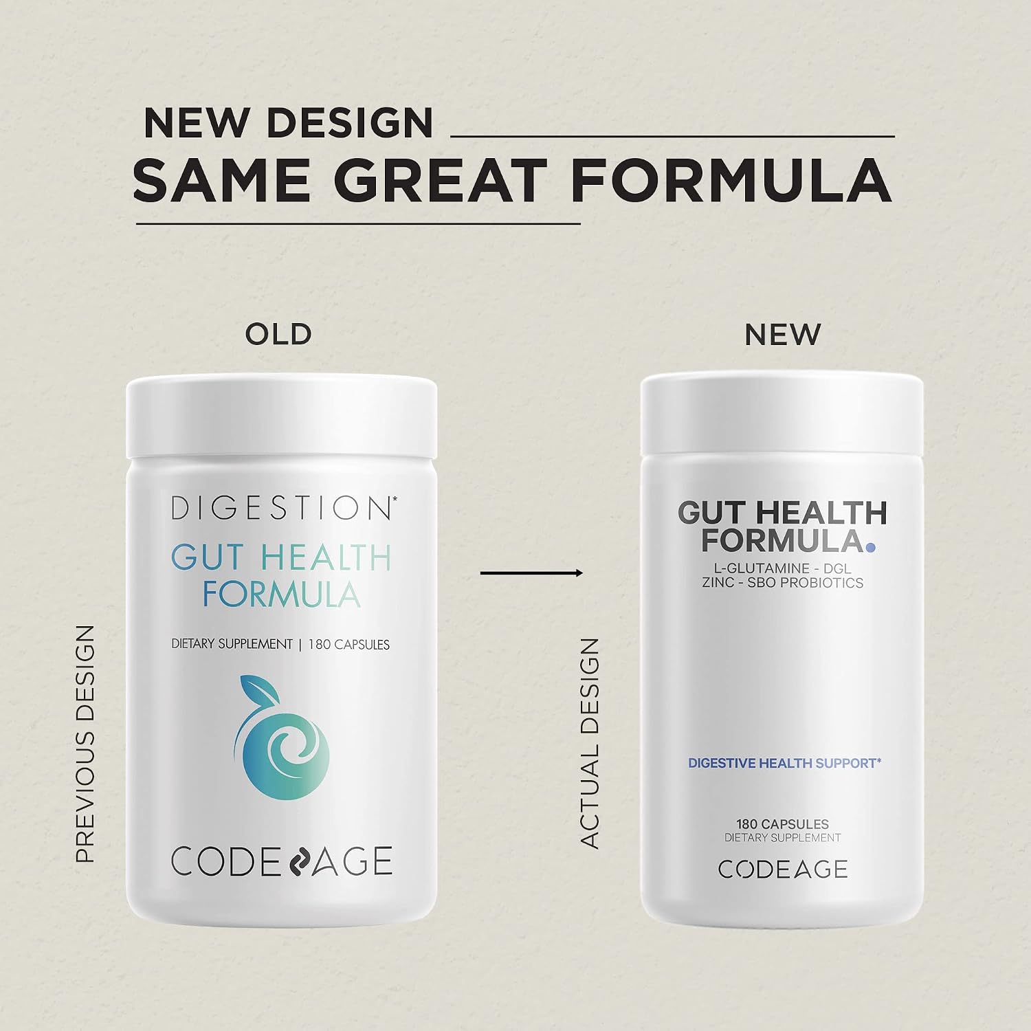 Codeage Gut Health Supplements Vegan Formula - L Glutamine, Zinc, Turkey Tail Mushroom Powder, Tonic Mushroom, Maitake, Micro Algae, Mineral, Licorice Root DGL - Probiotics, Prebiotics - 180 Capsules