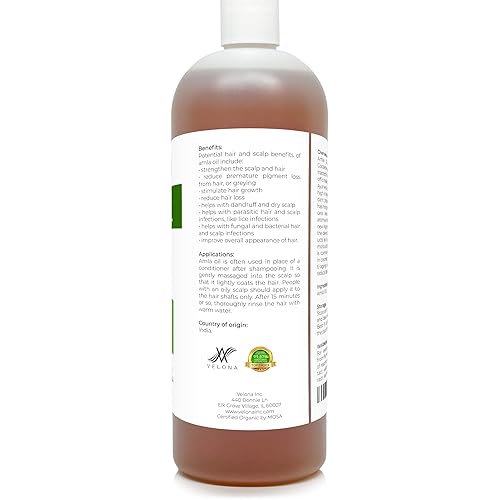 Miniatura 6 de velona Amla Oil USDA Certificado Orgánico - 32 oz  Aceite portador 100% puro y natural  Virgen extra, sin refinar, prensado en frío  Crecimiento del