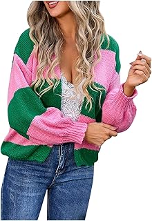 2025 - Mujeres e Invierno Cómodo Casual Combinación de Colores Gran Tamaño Cardigan Jersey Jersey Abrigo Fieltro