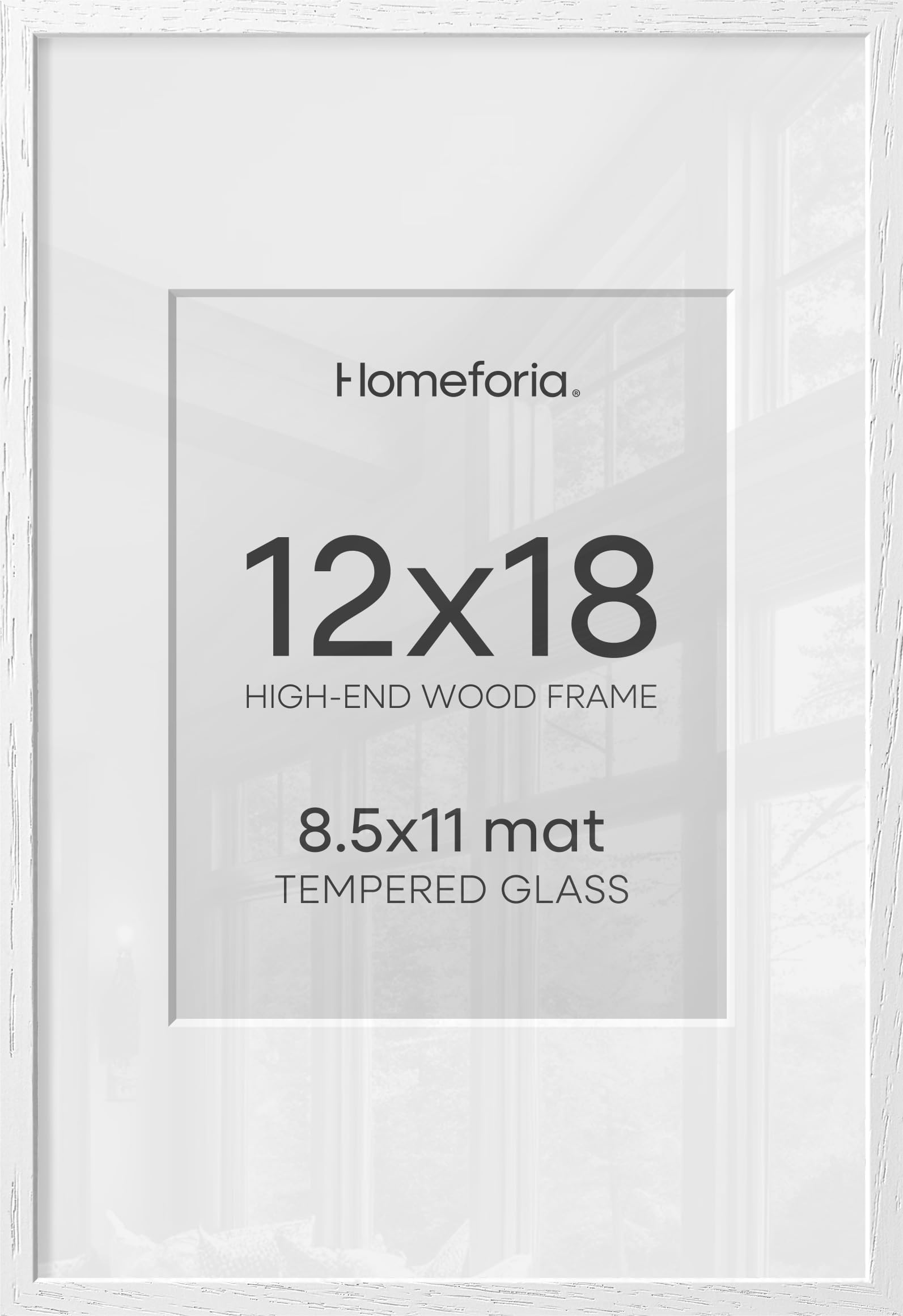 Homeforia 12x18 White Oak Picture Frame, High-End Wood, 8.5x11 Mat, Glass | High End Solid Oak Wood, Tempered Glass, Acid-Free 8.5x11 Removable Mat, 12x18 Edge-to-Edge Display 18x12, Wall Kit, Set Of 2