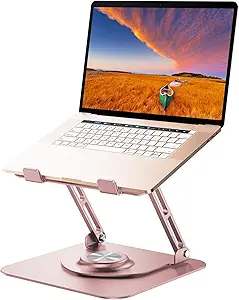 Laptop Stand for Desk, Adjustable Computer Stand with 360° Rotating Base, Ergonomic Laptop Riser for Collaborative Work, Foldable & Portable Laptop Stand, fits for All 10-16" Laptops