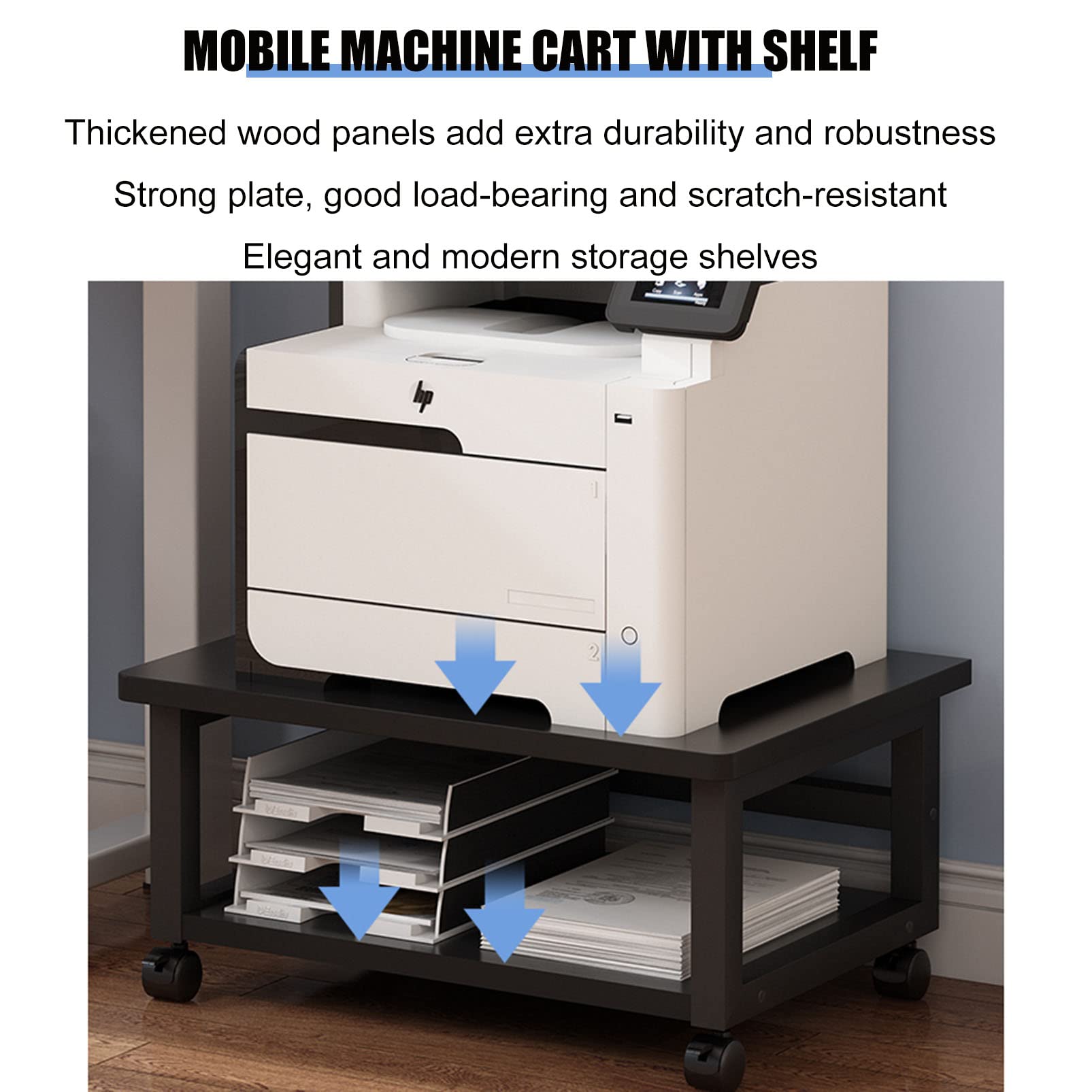 Generico Carrello per Stampante Mobile Regolabile con Ruote - Supporto Mobile sotto la scrivania per l'archiviazione in Ufficio, Versatile scaffale per stampanti, Materiali di consumo e Accessori.