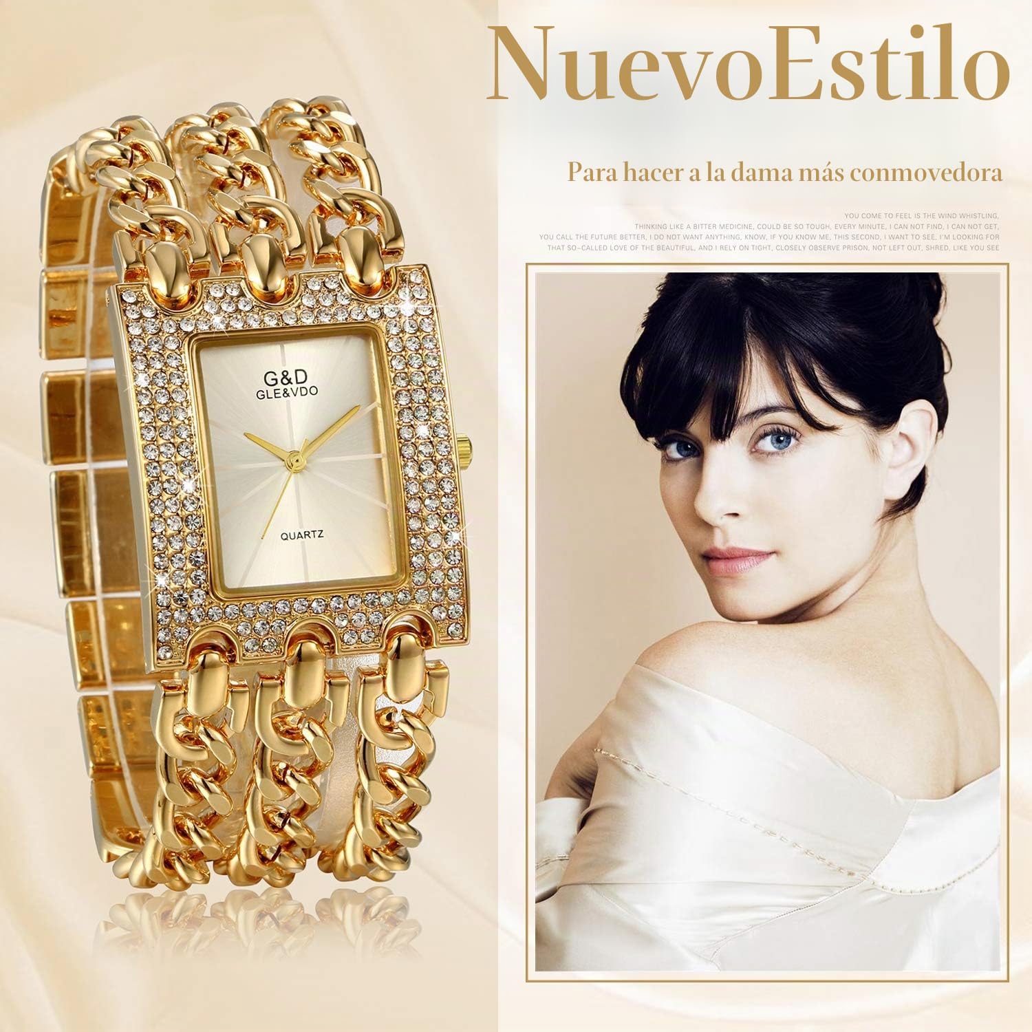 JewelryWe Reloj Cuadrado Diamantes Mujer: Relojes Plata Oro de Cuarzo Analógico Correa de Acero Inoxidable Hip Hop - para Negocios Ocio Regalos