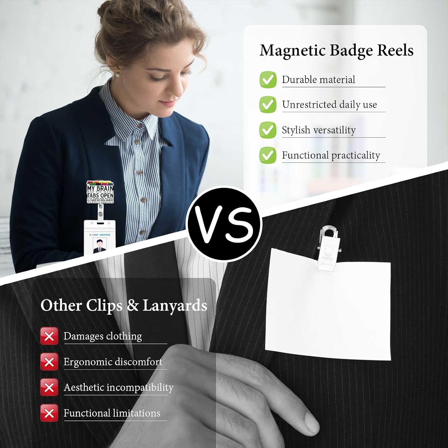 Magnetic Glitter Badge Holder,My Brain Has Too Many Tabs Open Retractable Badge Reel, ID Card Clip for Nurse Medical Worker Office image 3