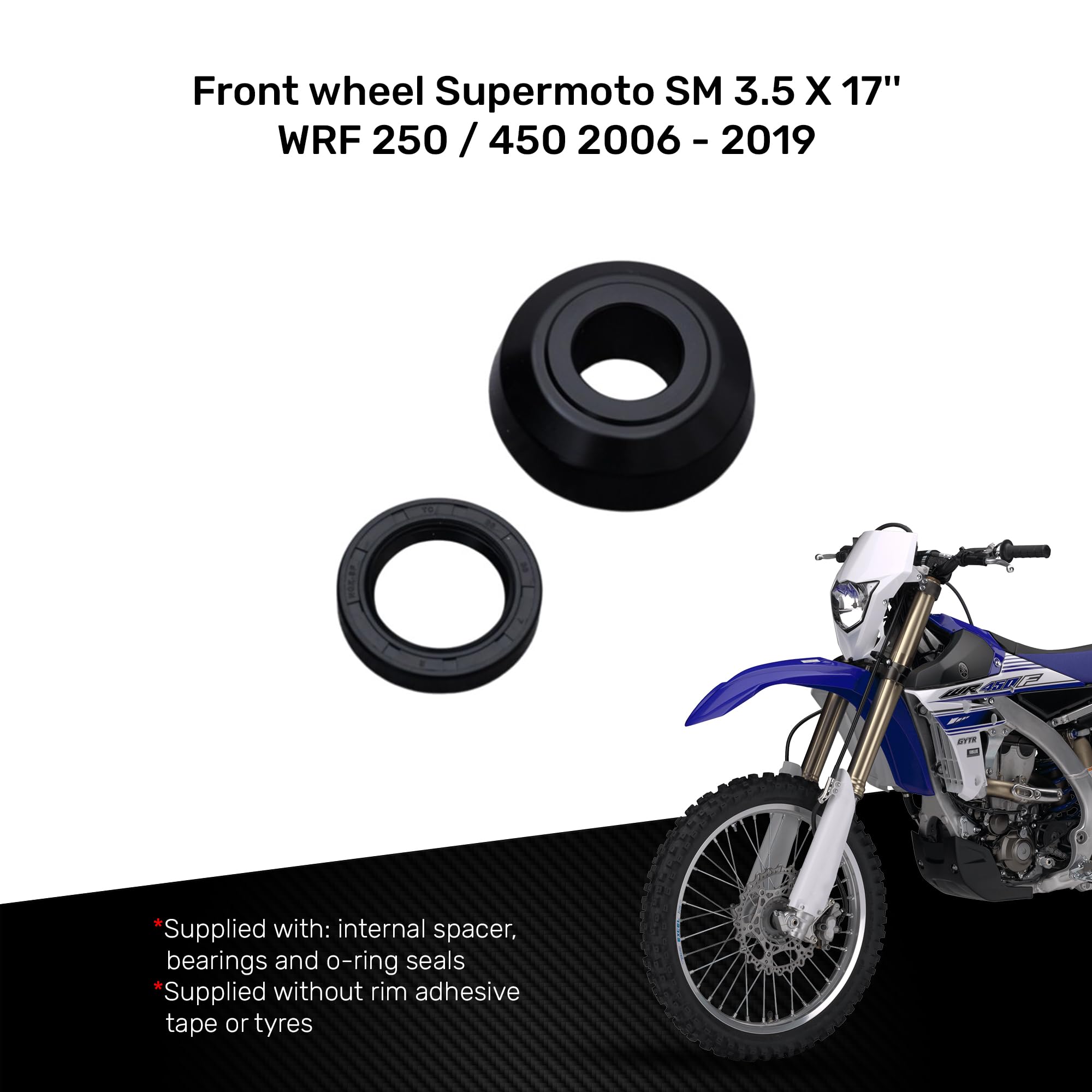 avdb -motocykl szprychowe koło/przednia felga 3,5'' x 17'' kompatybilna z YAMAHA WRF 450 WR450F 2006-2018, WRF 250 WR250F 2006-2019 Supermotard (niebieski)