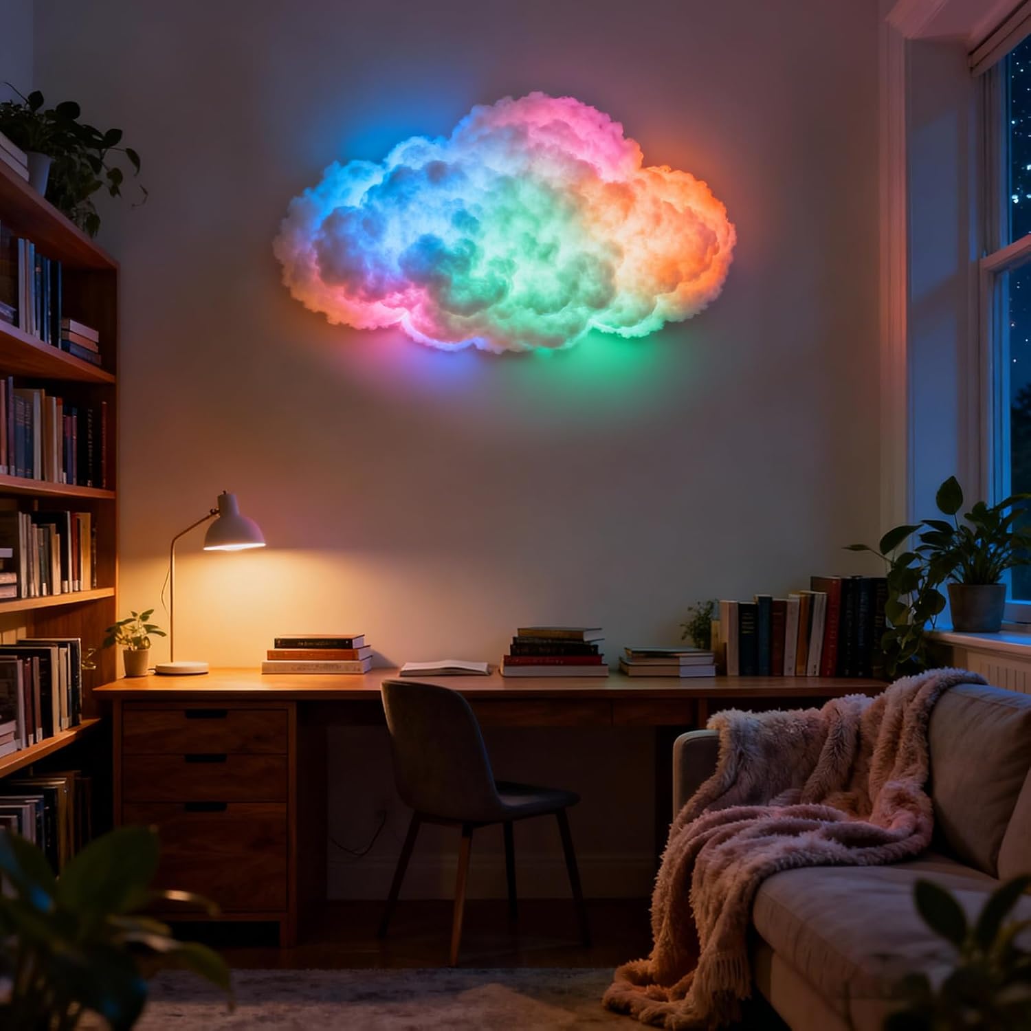 STHF DIY USB-Powered Thundercloud LED Light Decor | 3D Shapable Clouds Lamp, Unique Room Decor & Night Light for Bedroom, Gaming Room, Ceiling Ambiance & Party (8-Meter Cloud)