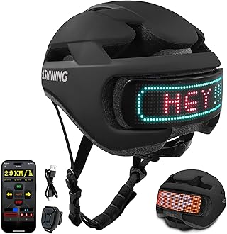 JDBMAOYE Bike Helmet,Bike Helmet Adult Men with Smart Display,Mountain Bike Helmet with App/Remote Control,Bicycle Helmet with Turn Signals,Speedometer,Programmable Graphics