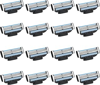 Spare Razor Blade Refill 16PCS Dual-Layer Lubricating Strip Elastic Sensor Replacement Blade Compatible with Gillette Mach 3 Handles for Male Men Father Boyfriend Home Office Travel Daily Outdoor Use