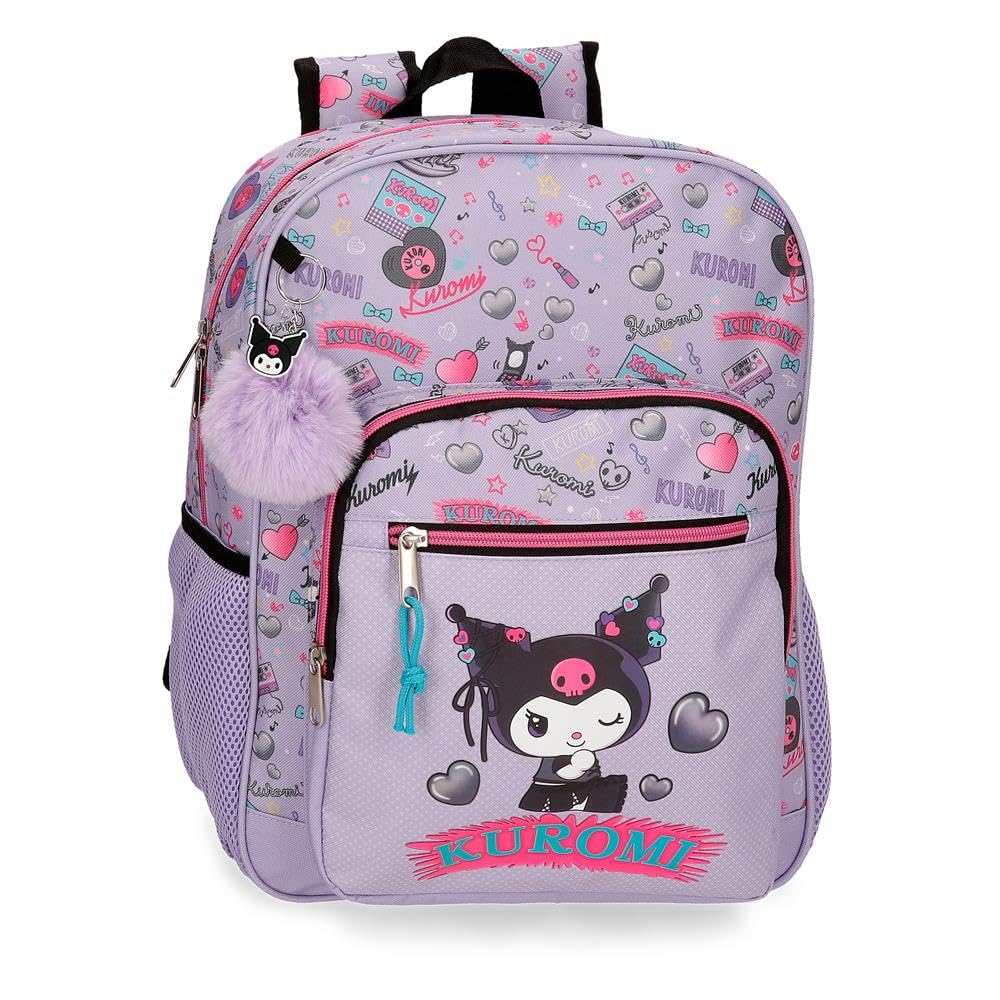 Sanrio Kuromi Retropop School Backpack Adaptable to Purple Car 30x38x12 cm Polyester 13.7L