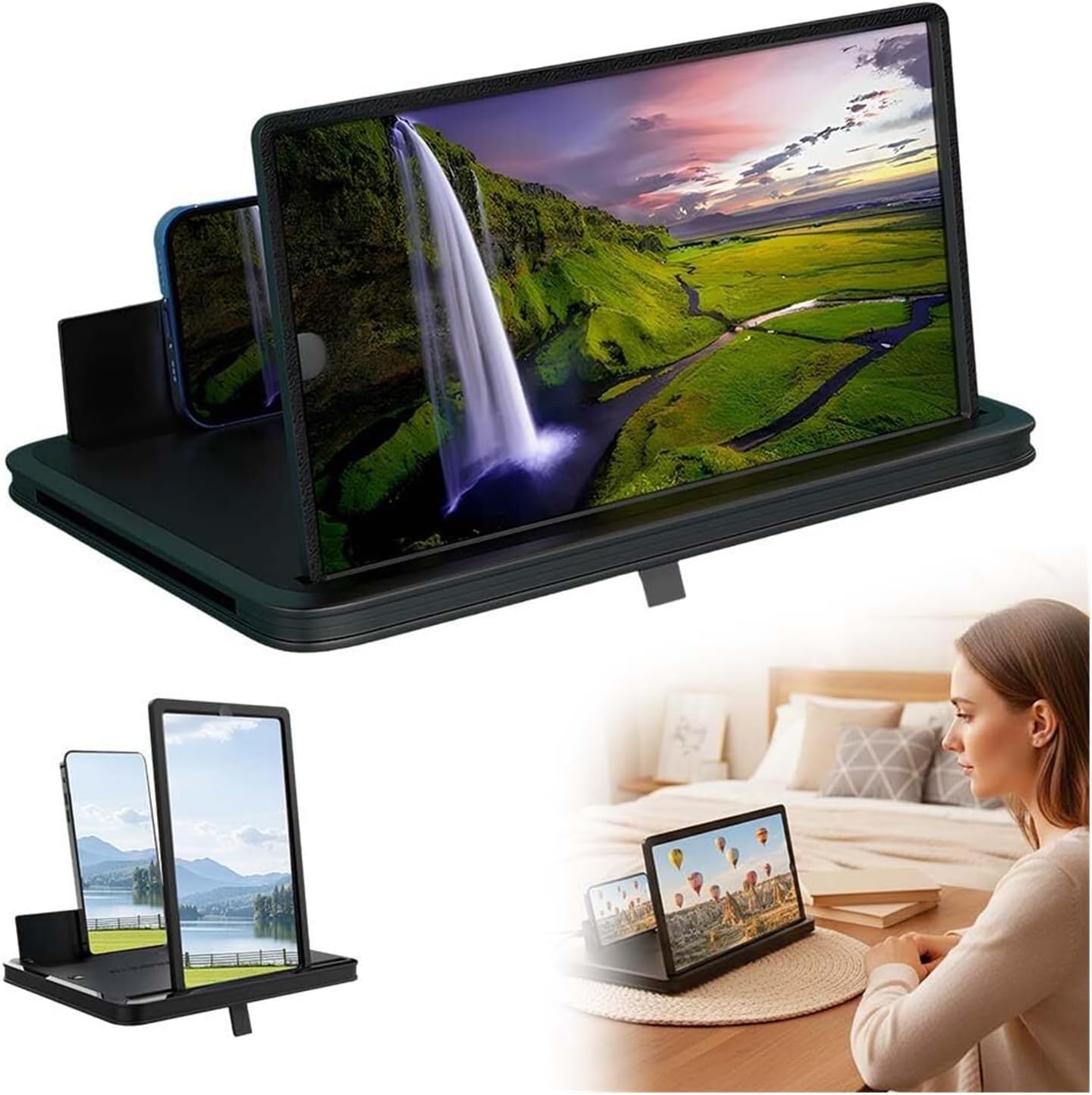 10/12/14 Inch Screen Phone Magnifier, 2026 Upgrade Foldable Screen Magnifier for MobilePhone, Cell Phone Magnifier Projector Screen for Videos, Movies and Gaming