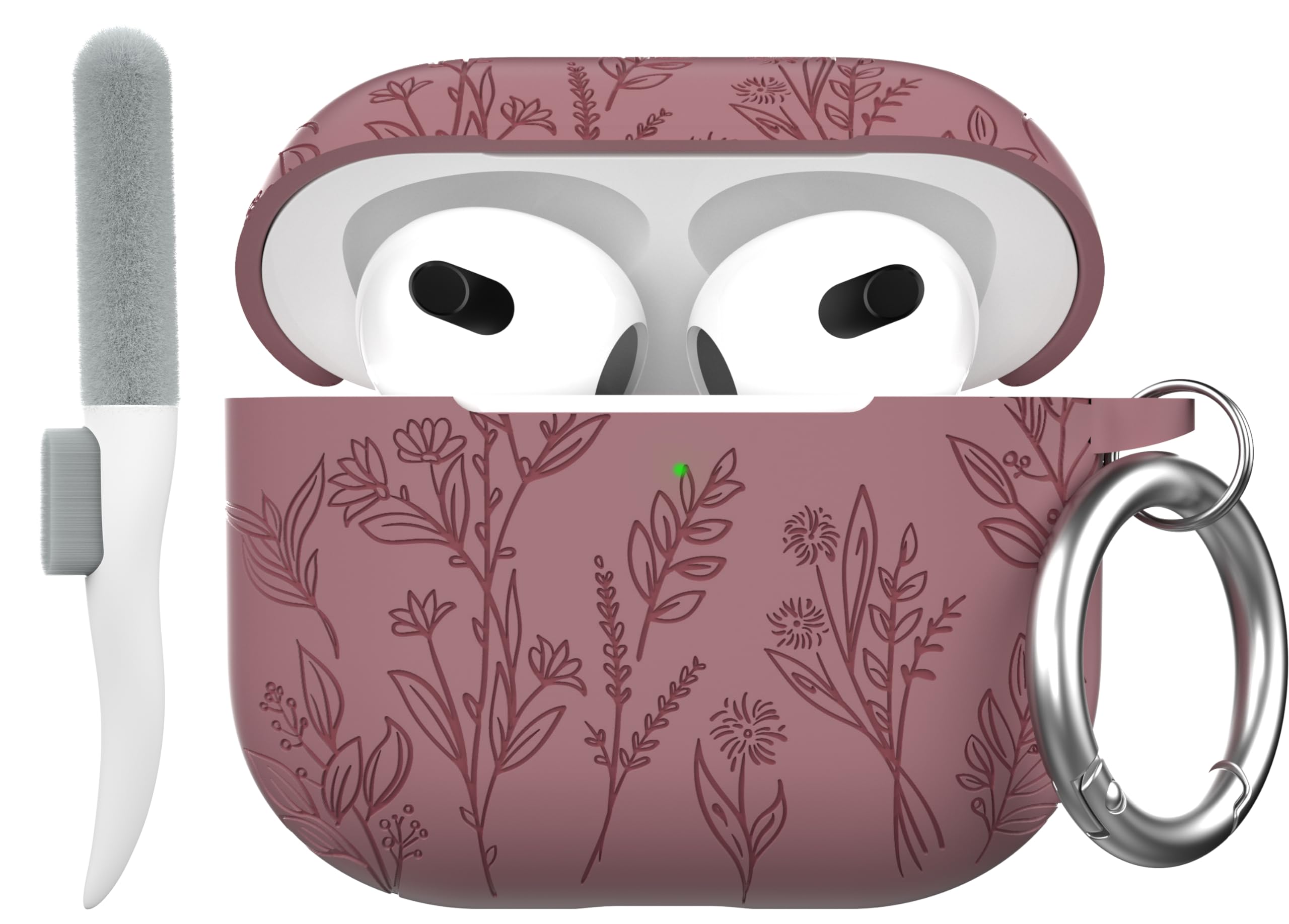 Maxjoy for AirPods 3 Case, Engraved AirPods 3rd Generation Case Cute Soft Silicone Protective AirPod 3 Cover for Women Men with Keychain for Airpod 3rd Gen Cover 2021, Smokey Mauve