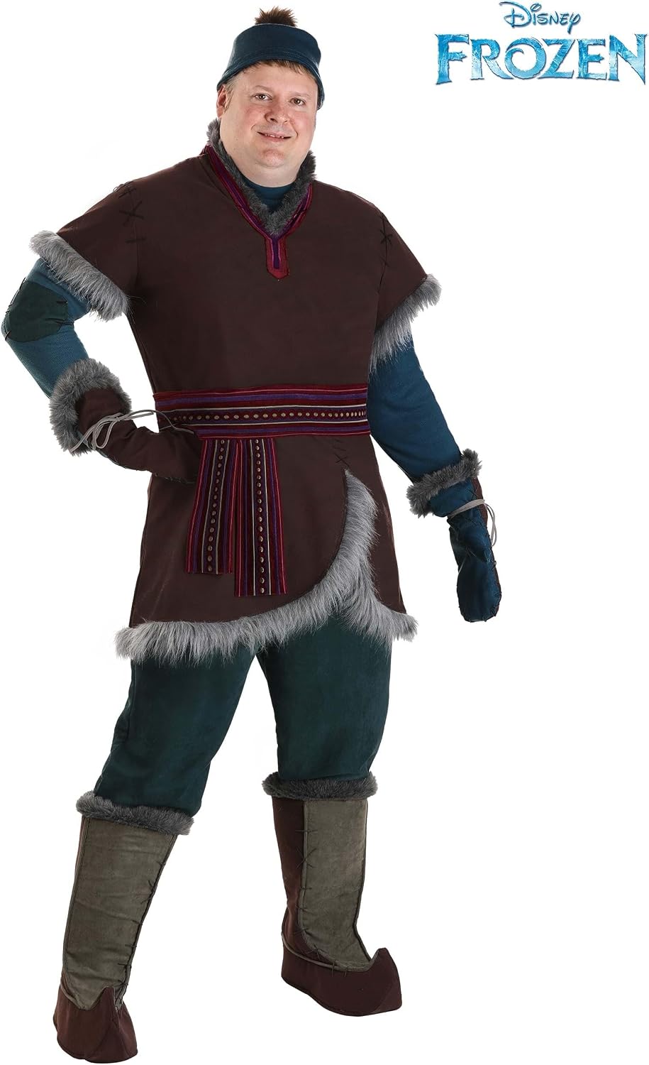 Men's Frozen Kristoff Plus Size Costume | Officially Licensed Disney Outfit With Pants And Tunic, Thermal Shirt
