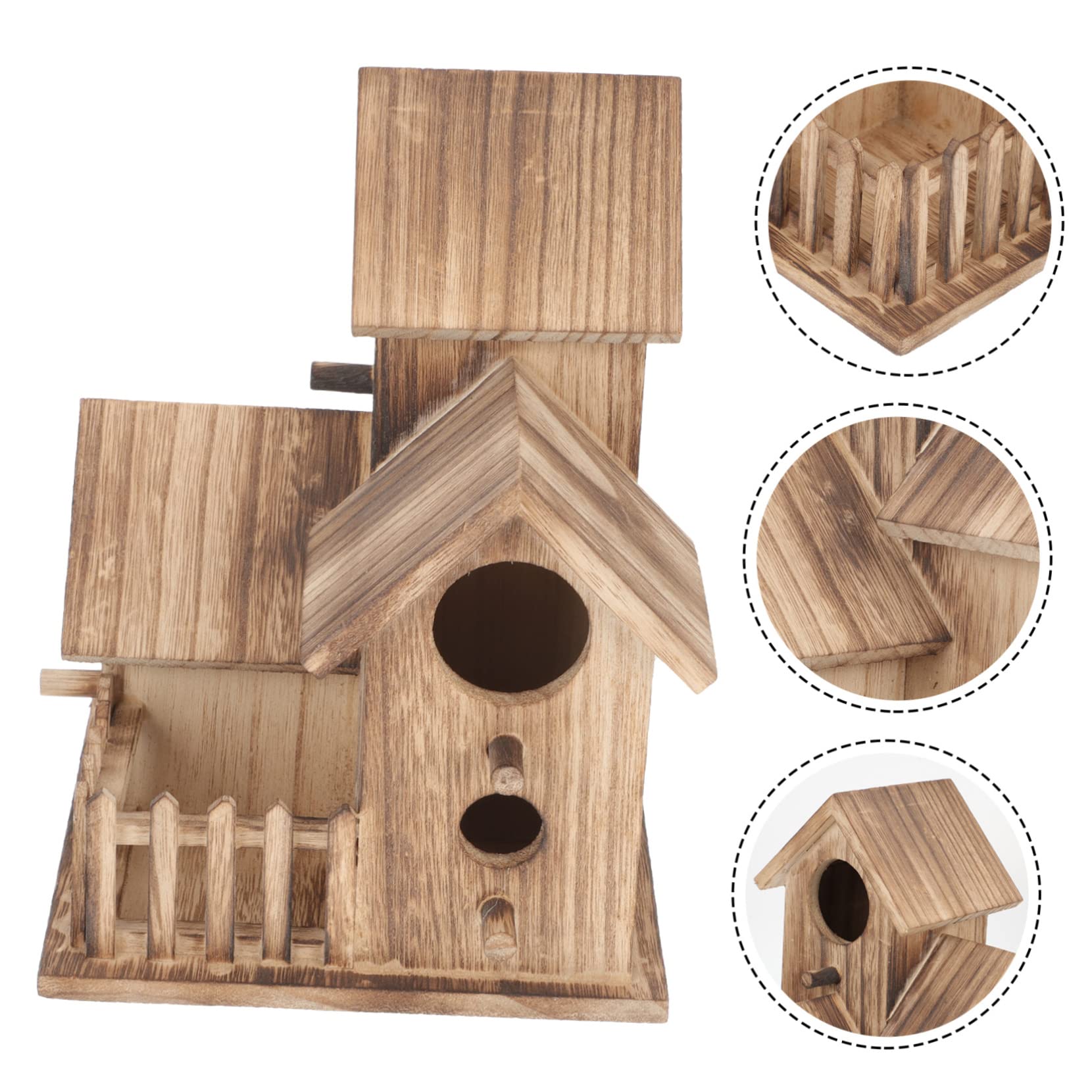 UPKOCH Villa Nido De Pájaro Casita para Pájaros De Exterior Comedero Independiente para Periquitos Nido De Madera para Jardín De Madera Accesorios para Periquitos