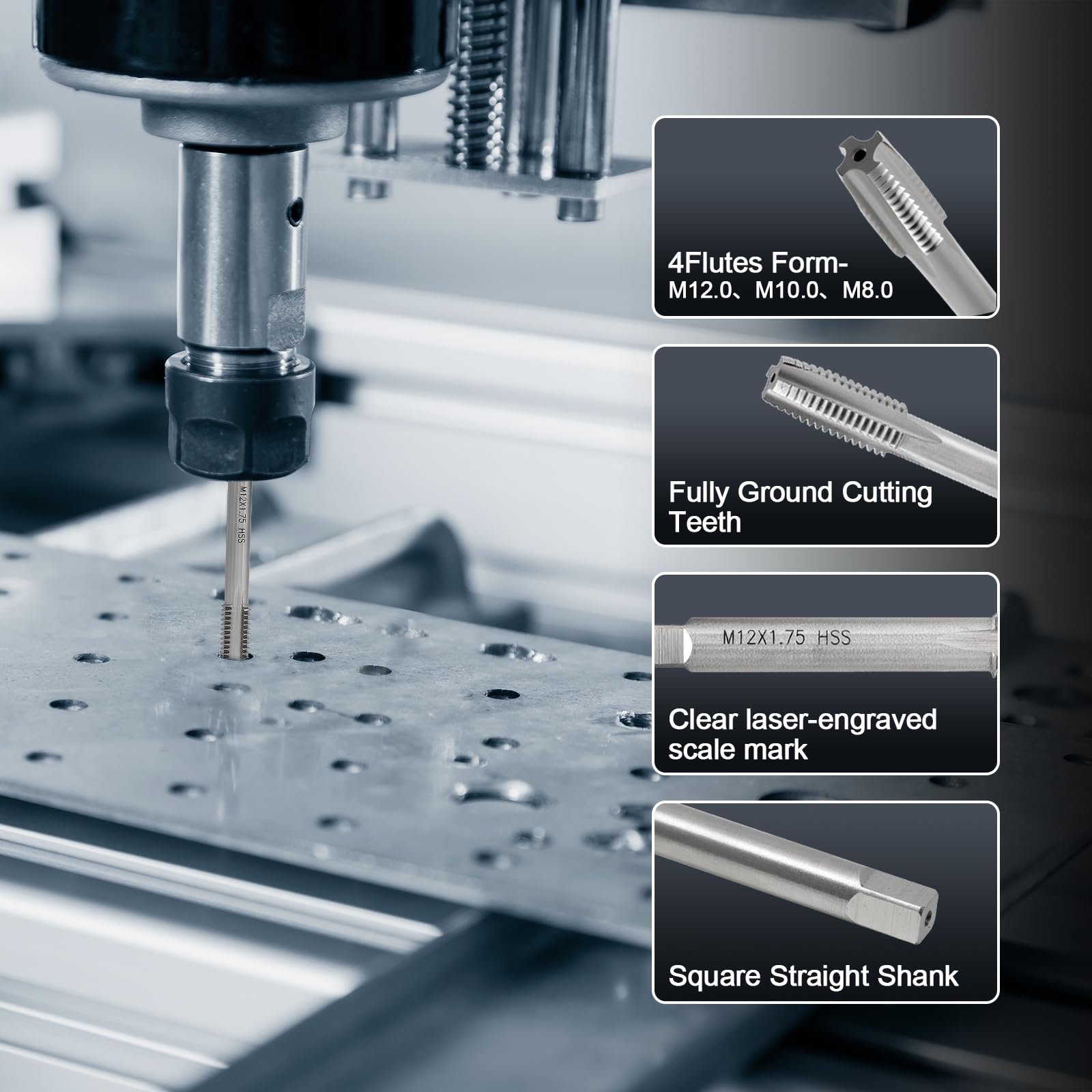18PCS High Speed Steel Drill & Tap Set - Metric -4