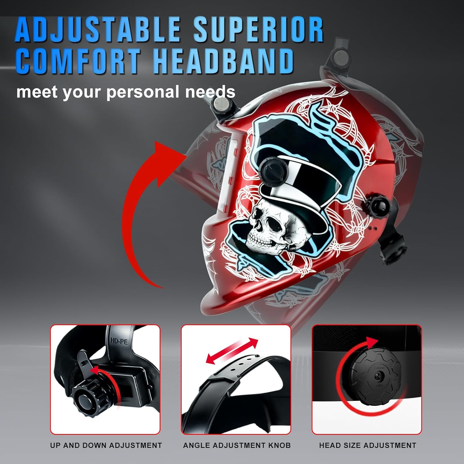 TRQWH Welding Helmet with Light True Color Auto Darkening Welding Helmets for Men Solar Powered Welding Hood with 2 Arc Sensor Wide Shade 4/9-13 for TIG MIG ARC Cool Welder Mask - Image 6