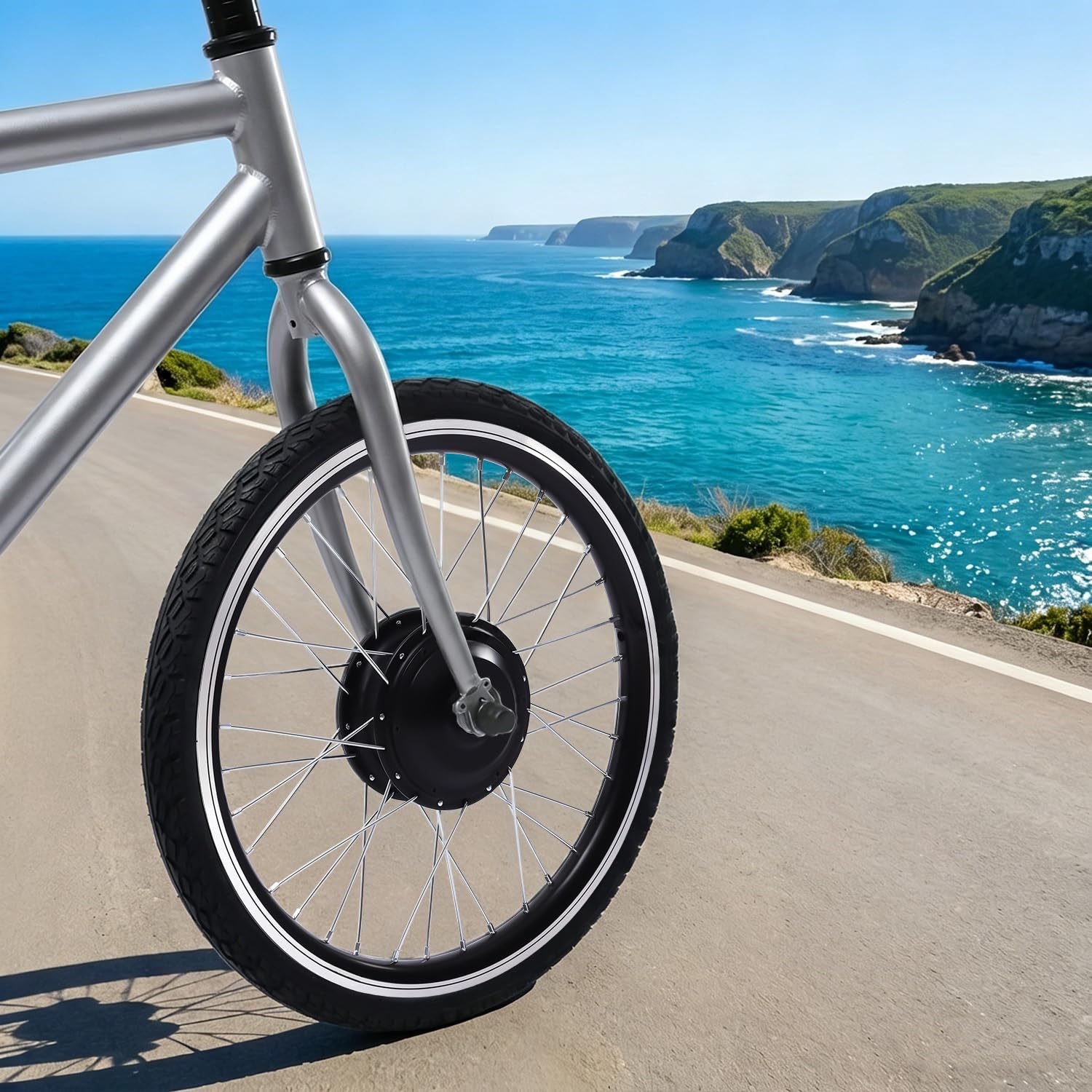 Zestaw do konwersji rowerów elektrycznych z silnikiem przednim 36 V, 500 W, 20", 20", czarny, z wyświetlaczem LCD, wbudowanym kontrolerem, PAS Ebike zestaw do konwersji roweru elektrycznego